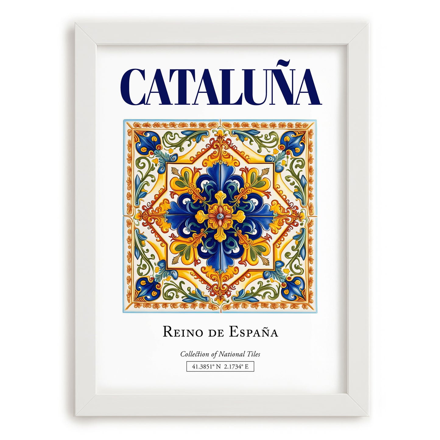 Cataluña, Spain – Travel Poster, placed in minimal white frame