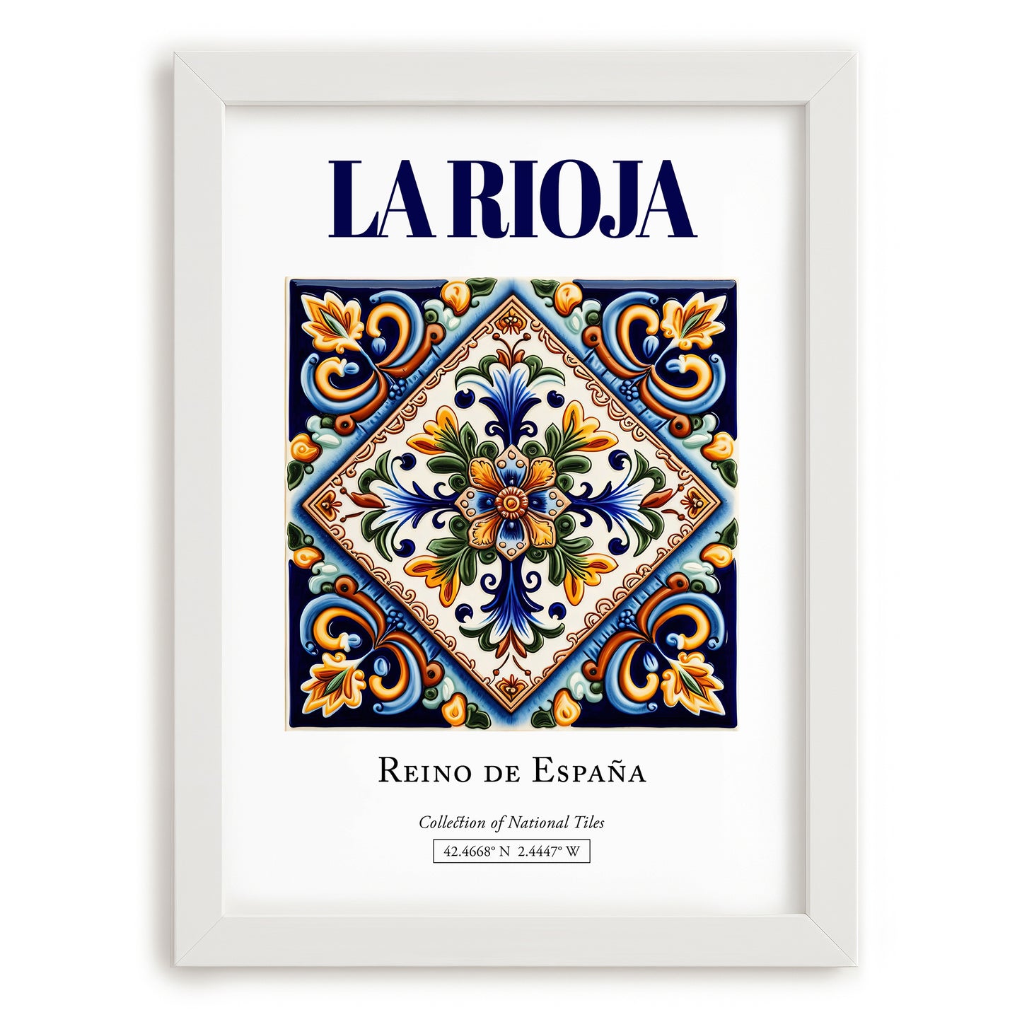La Rioja, Spain – Travel Print, placed in minimal white frame