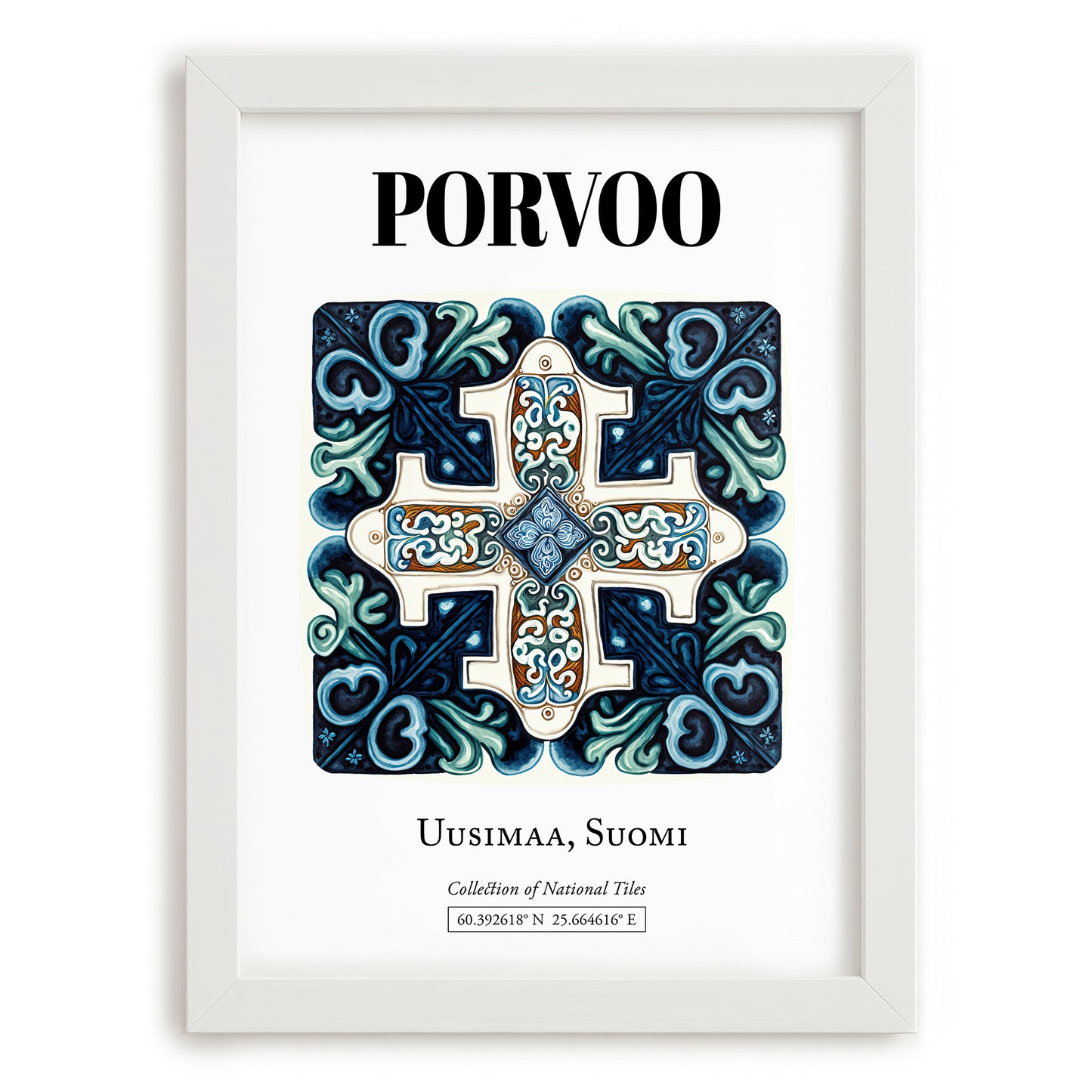 Porvoo, Finland – Historic Cities Art Print, placed in minimal white frame