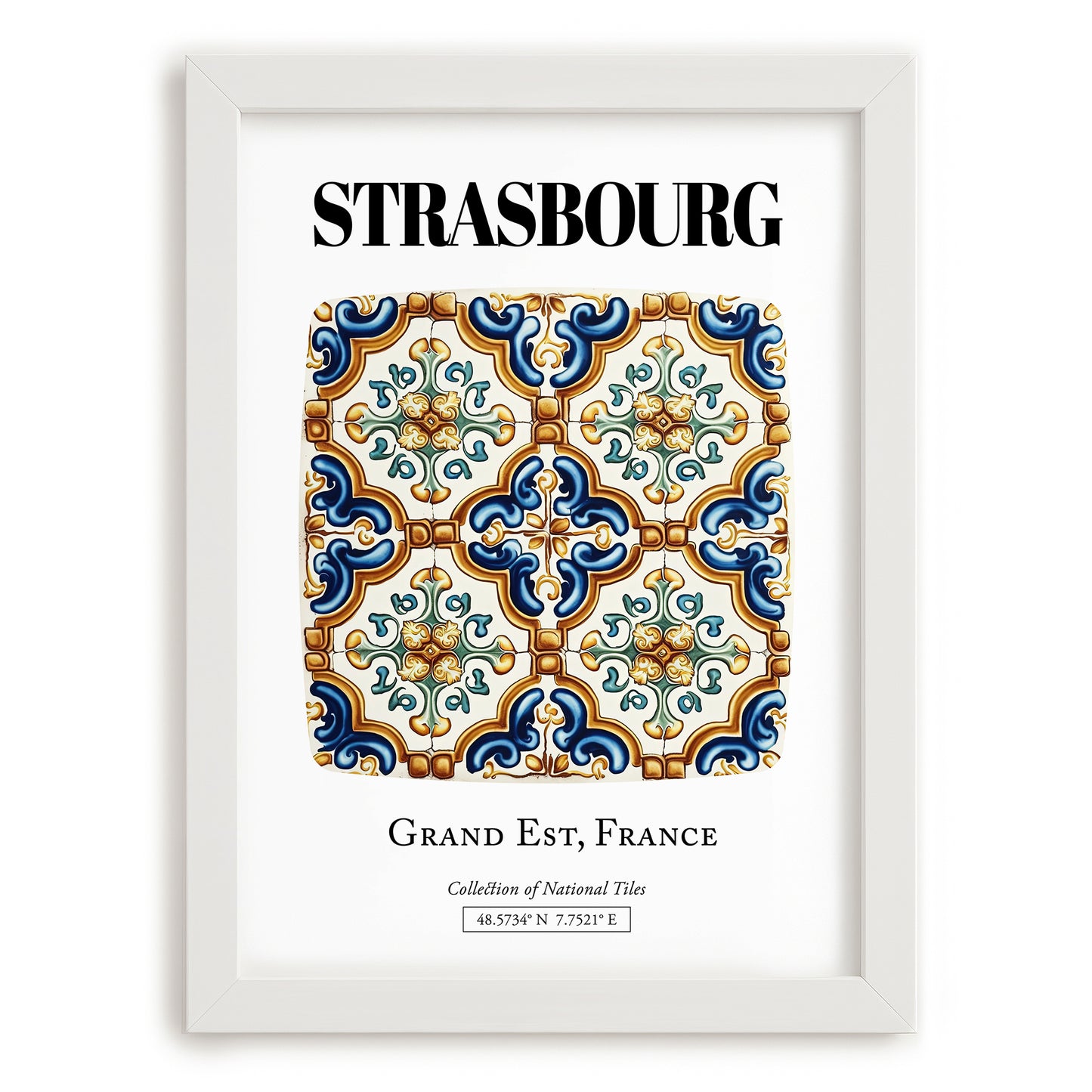Strasbourg, France – Global Cities Wall Print, placed in minimal white frame