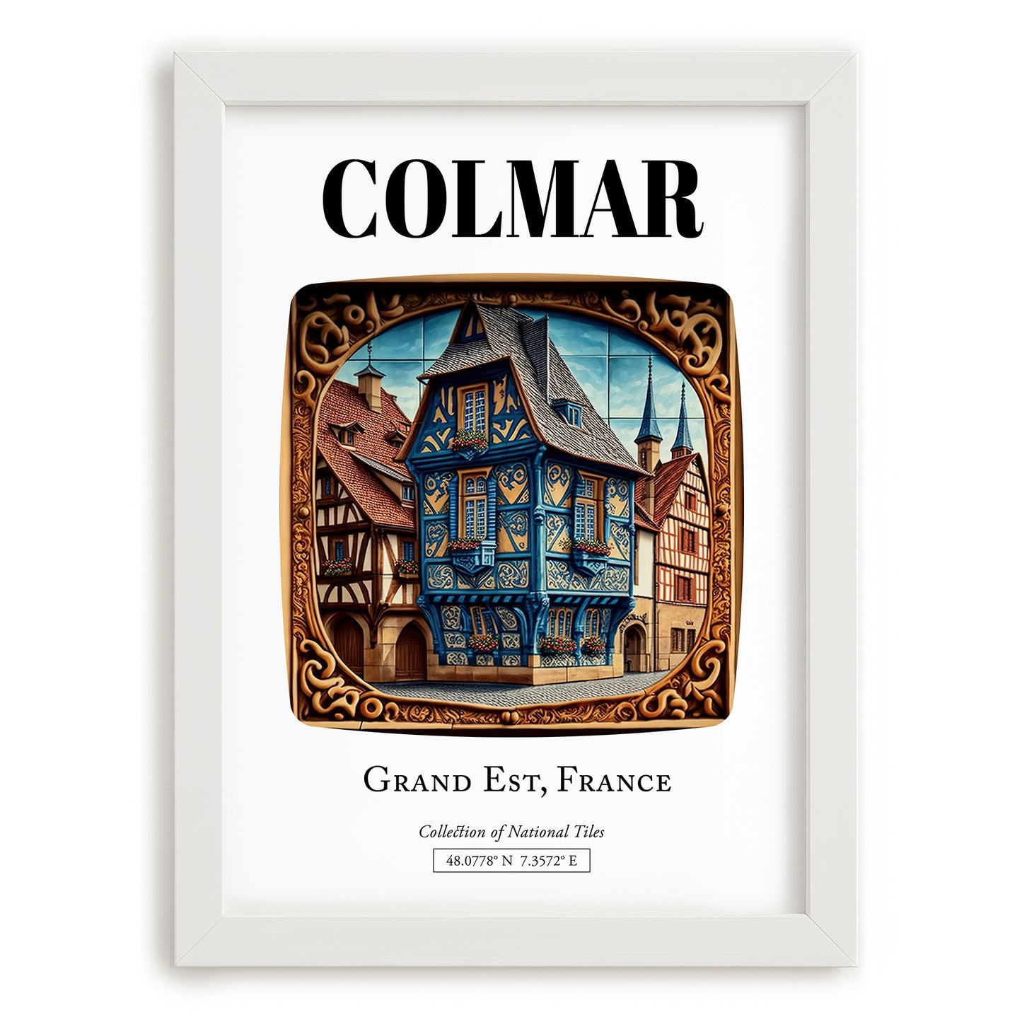 Colmar, France – Travel Wall Decor, placed in minimal white frame