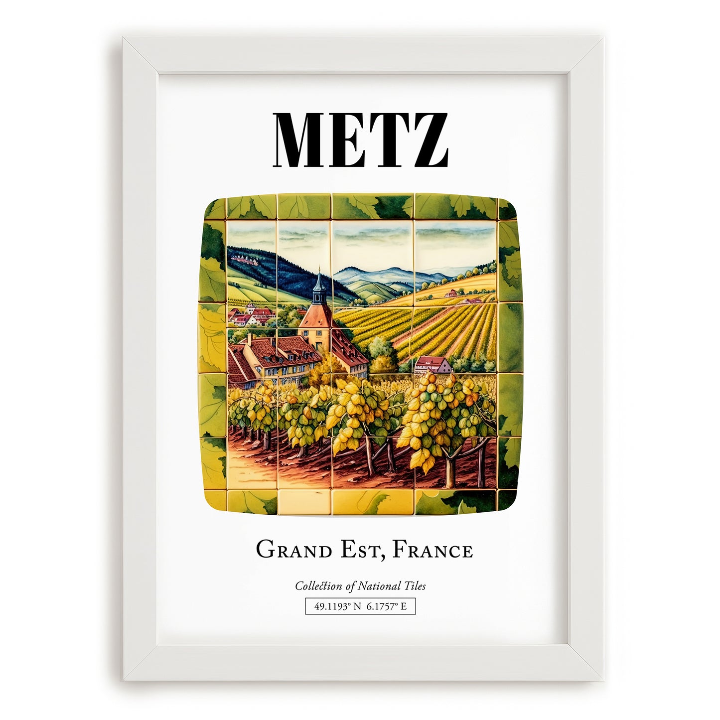 Metz, France – Travel Wall Art, placed in minimal white frame