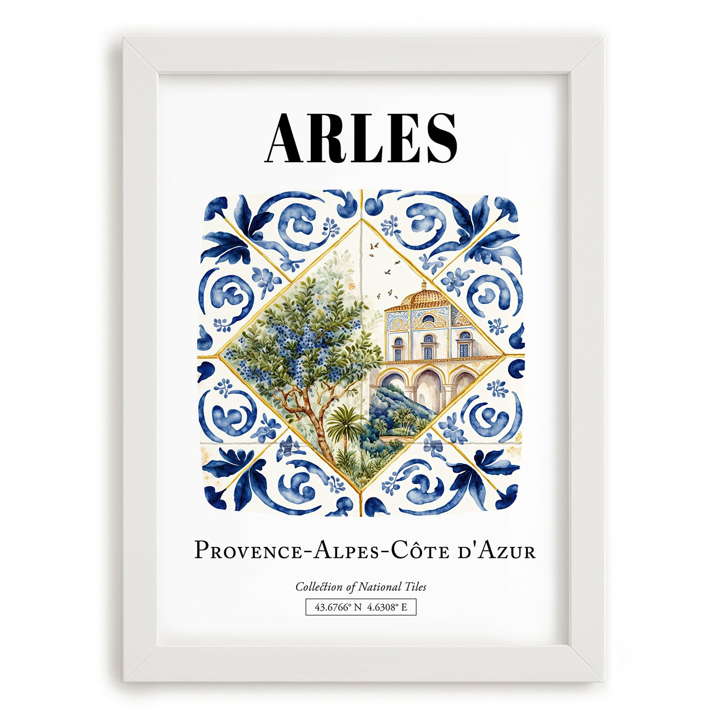 Arles, France – Travel Poster, placed in minimal white frame
