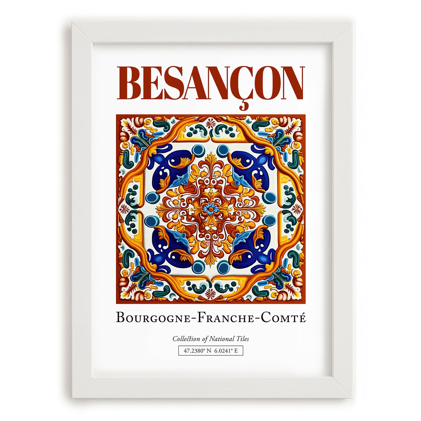 Besançon, France – World Heritage Travel Poster, placed in minimal white frame