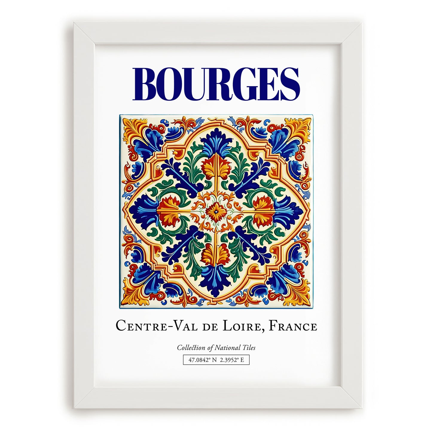 Bourges, France – Travel Wall Art, placed in minimal white frame