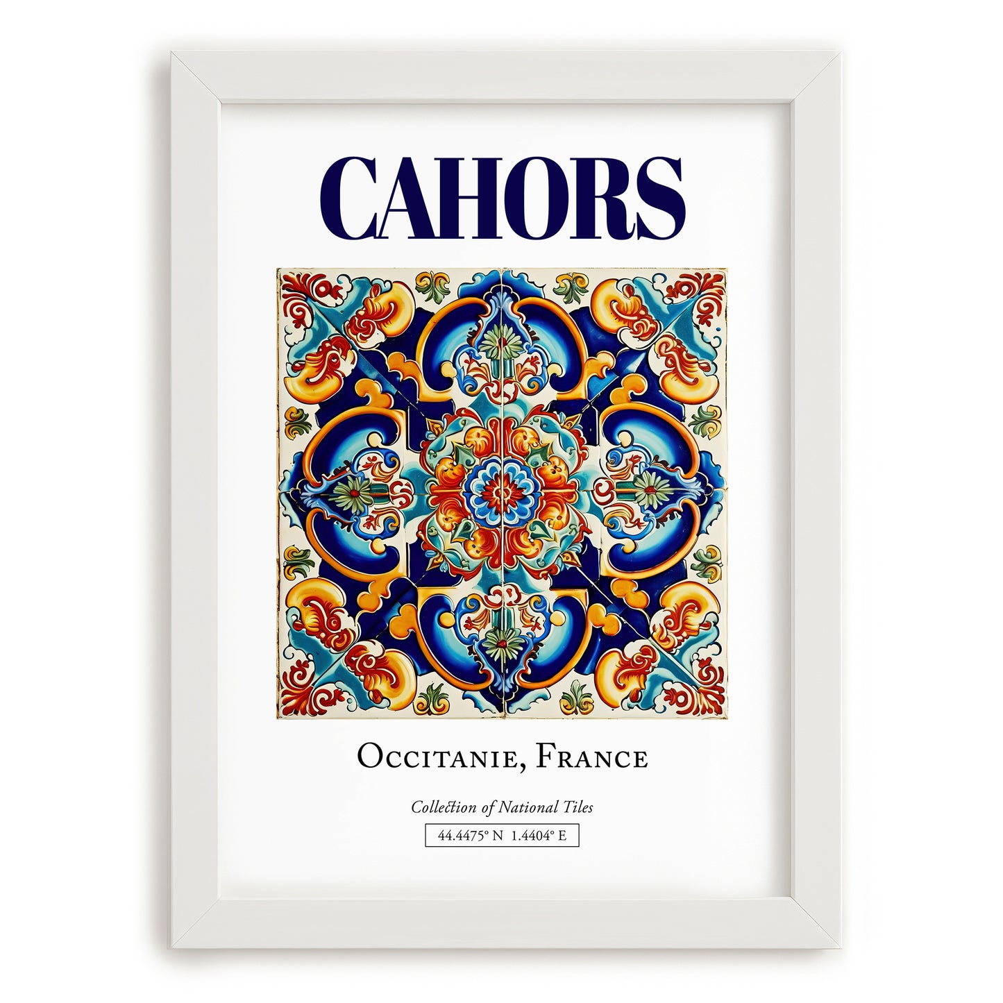 Cahors, France – Global Wall Art, placed in minimal white frame
