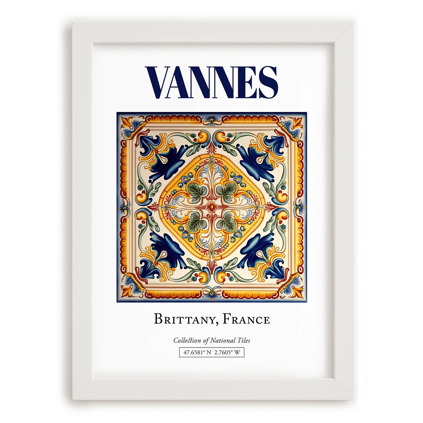 Vannes, France – Travel Wall Art, placed in minimal white frame