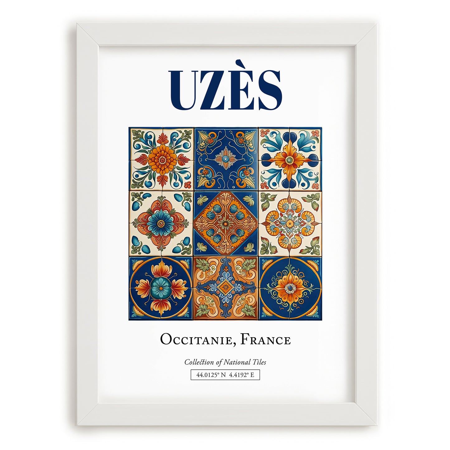 Uzès, France – Travel Print, placed in minimal white frame