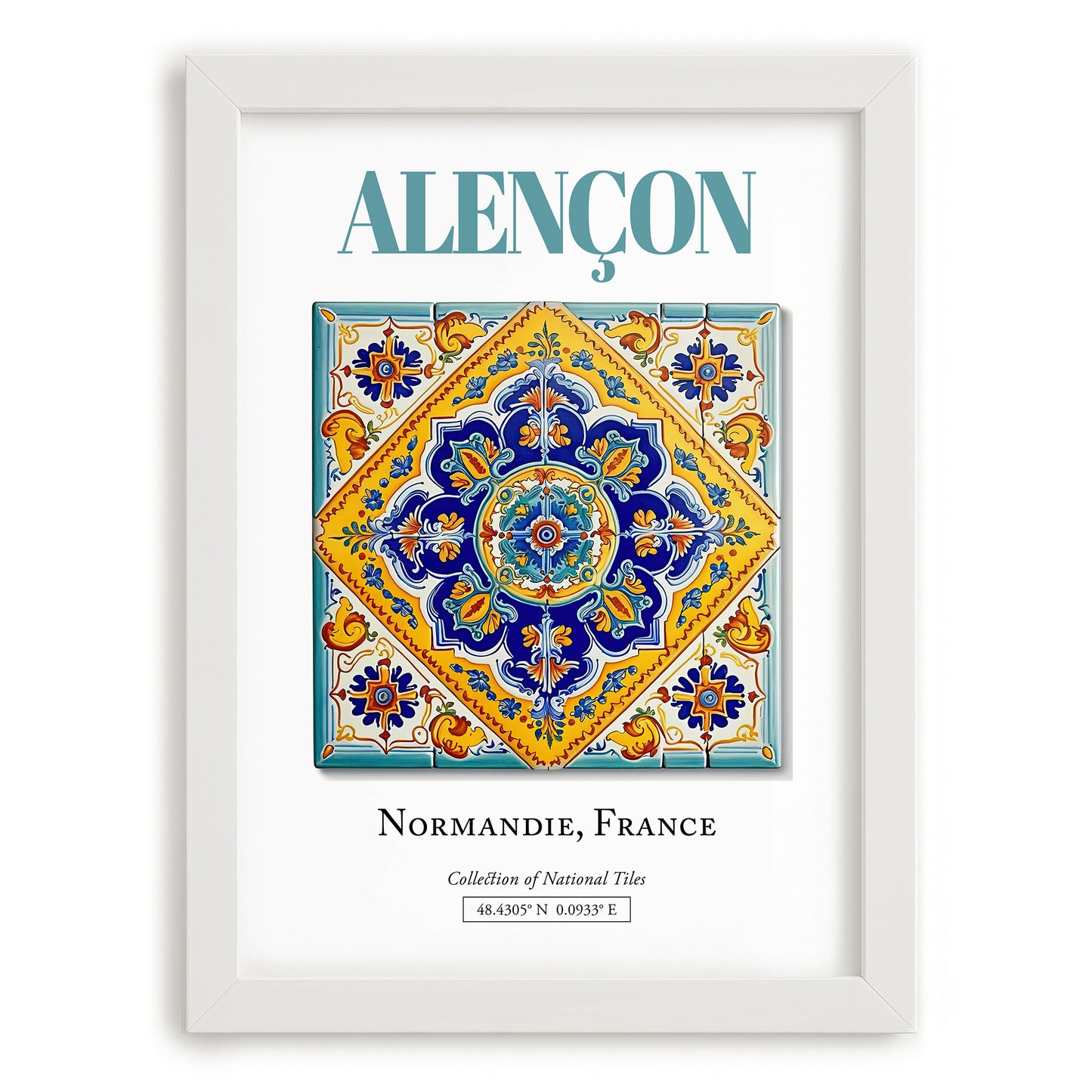 Alençon, France – Travel Poster, placed in minimal white frame