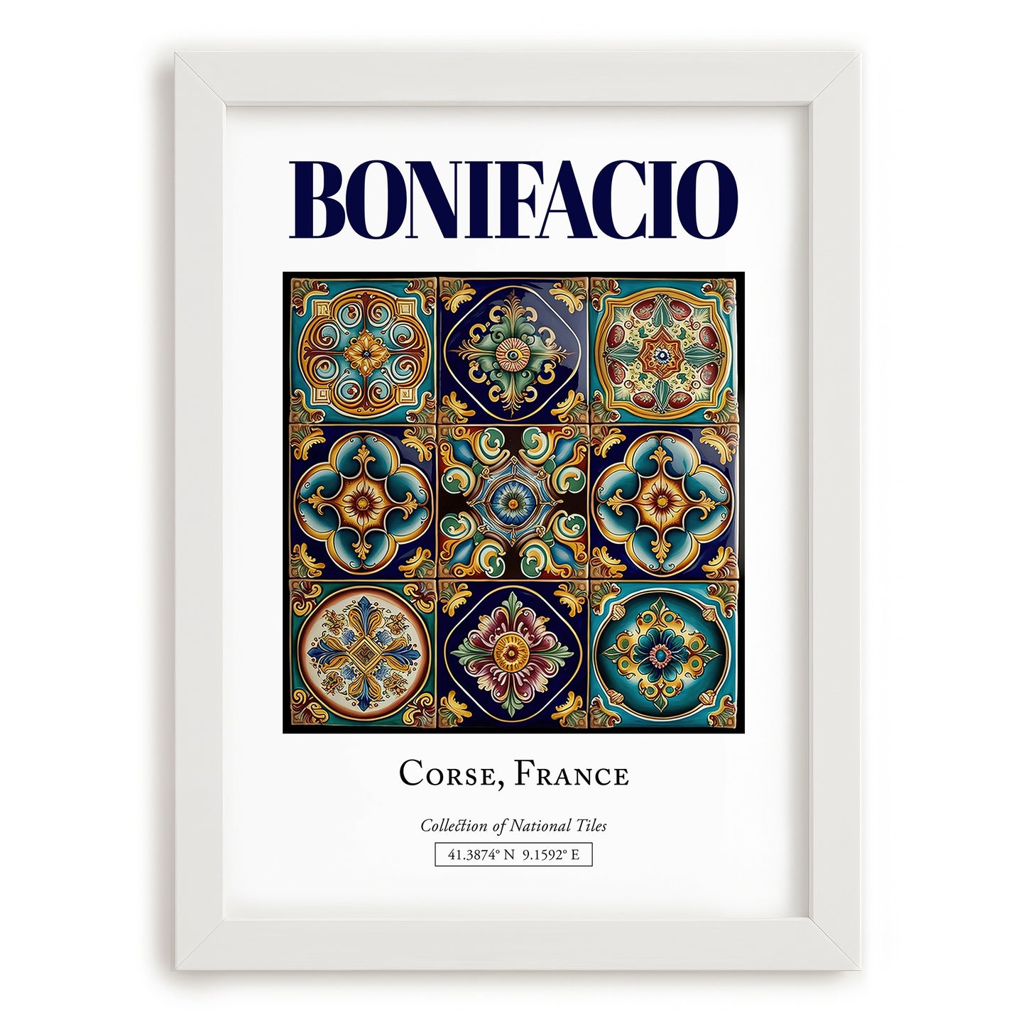 Bonifacio, France – Travel Poster, placed in minimal white frame