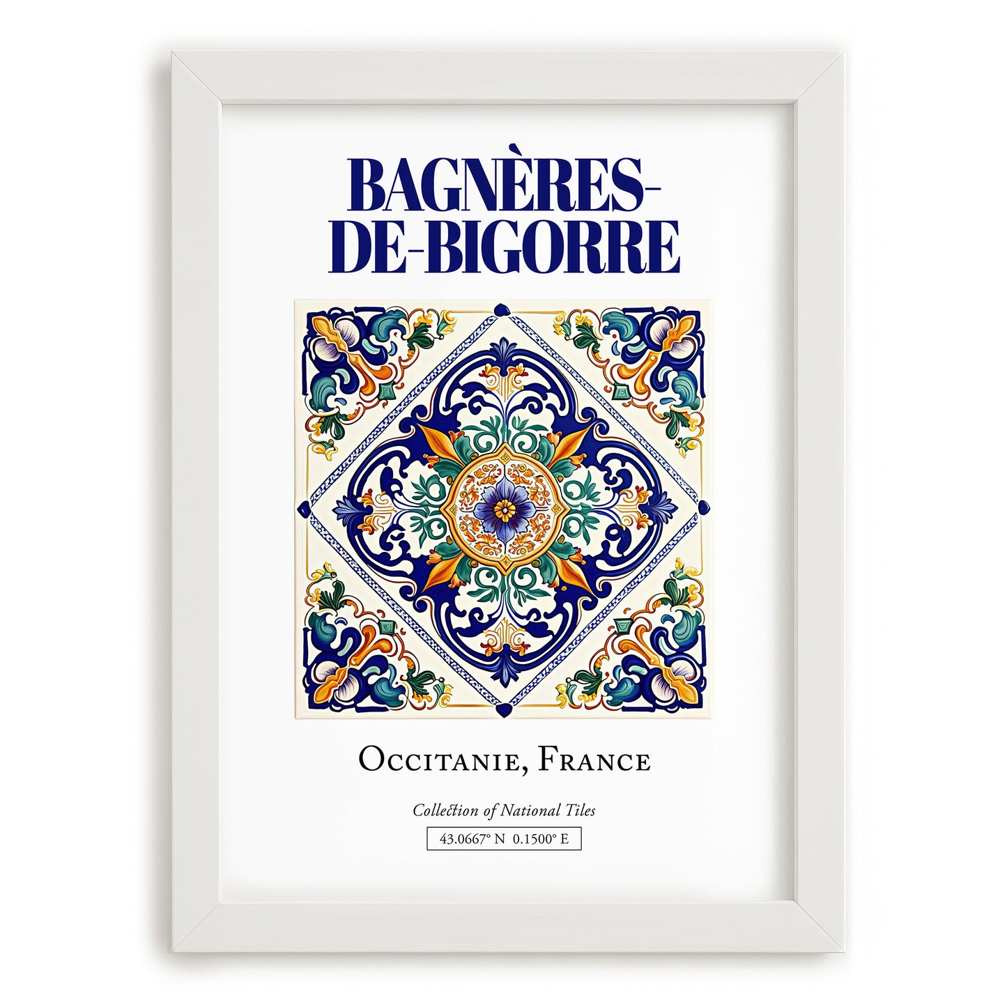 Bagnères-de-Bigorre, France – Travel Wall Decor, placed in minimal white frame