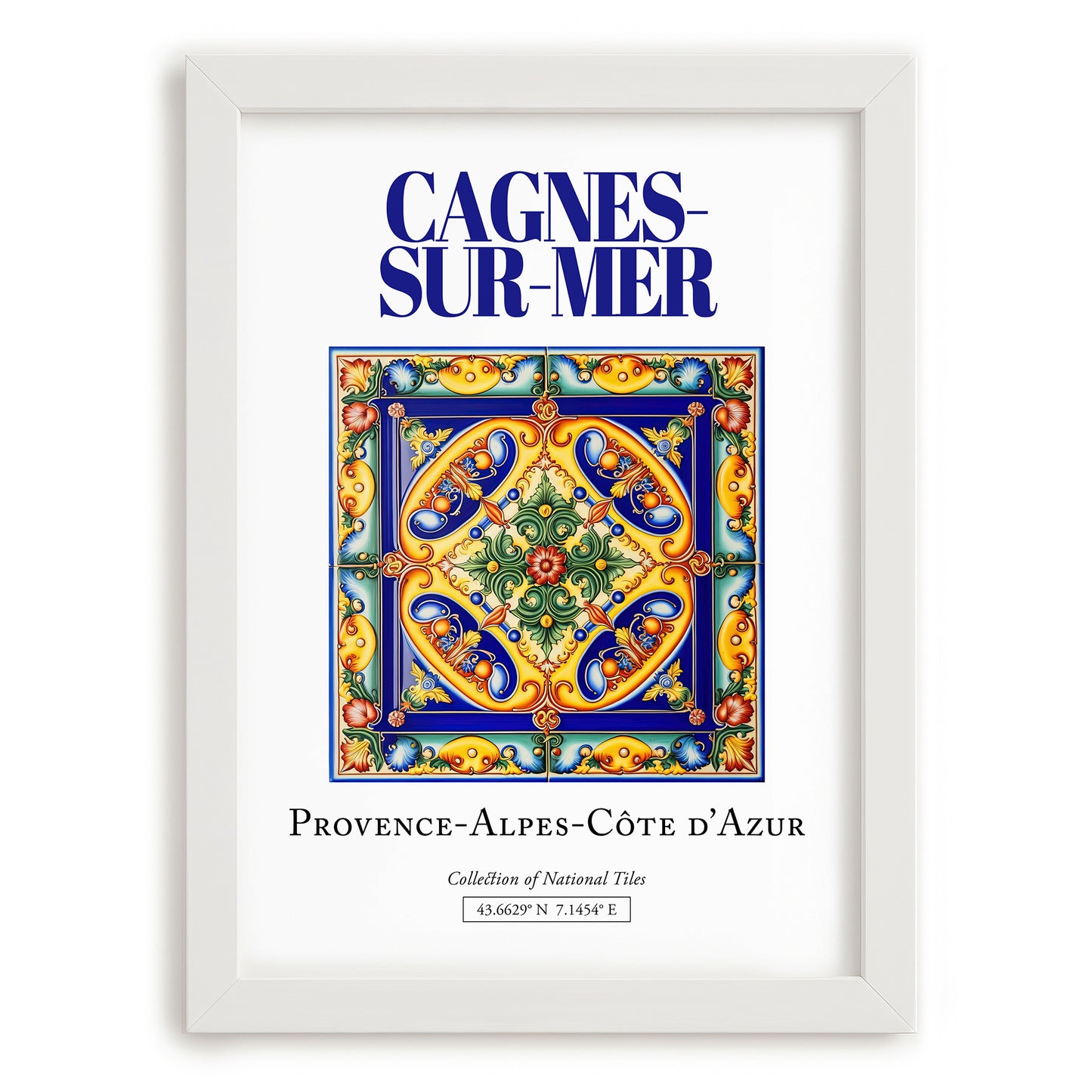 Cagnes-sur-Mer, France – Travel Print, placed in minimal white frame