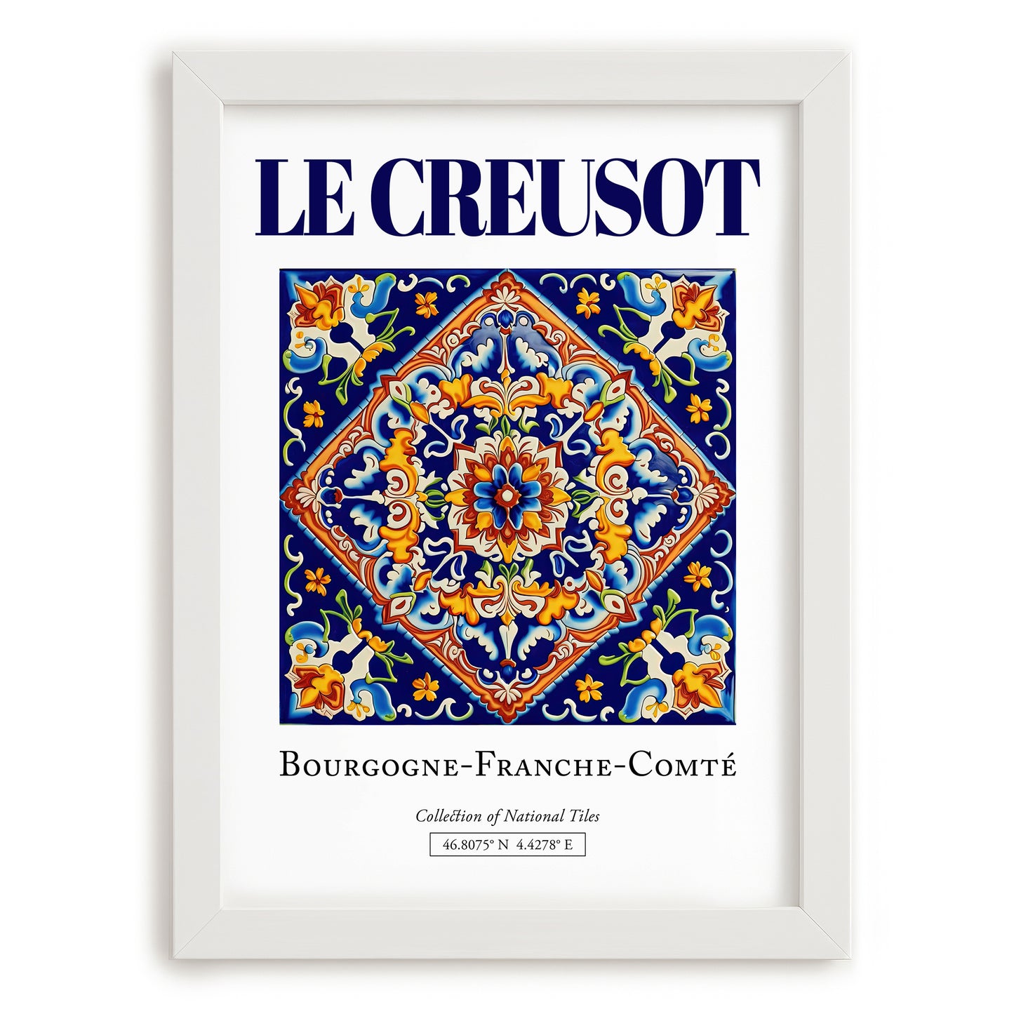Le Creusot, France – Travel Poster, placed in minimal white frame