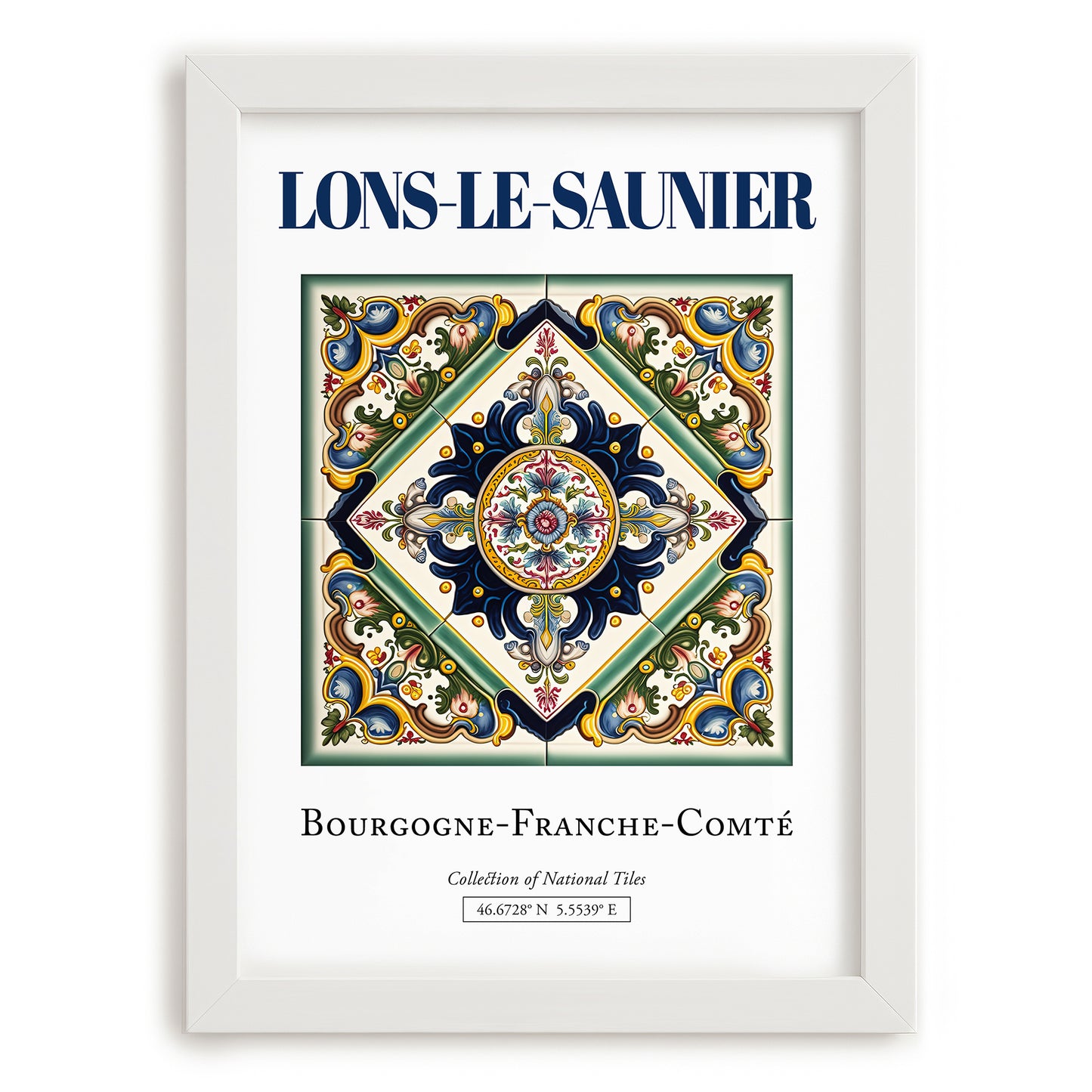 Lons-le-Saunier, France – Wanderlust-Inspired Poster, placed in minimal white frame