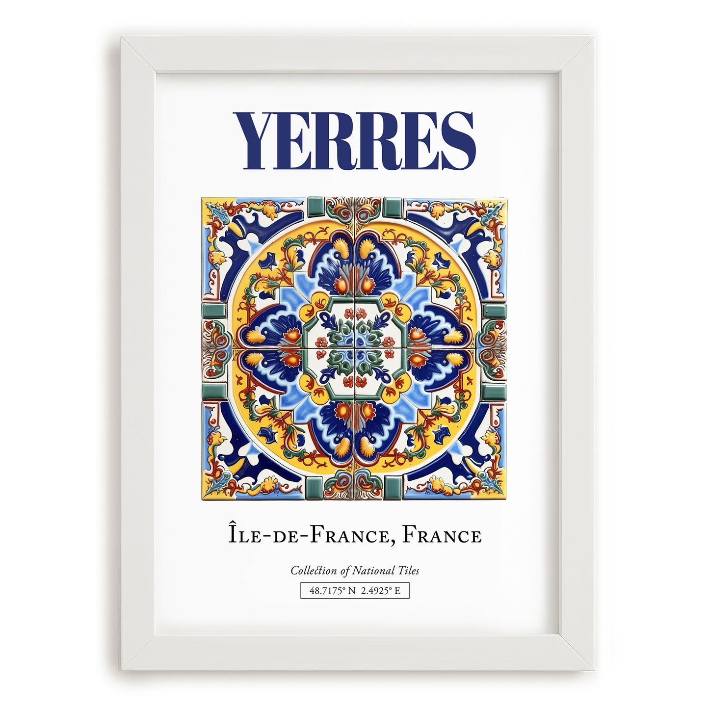 Yerres, France – Travel Poster, placed in minimal white frame