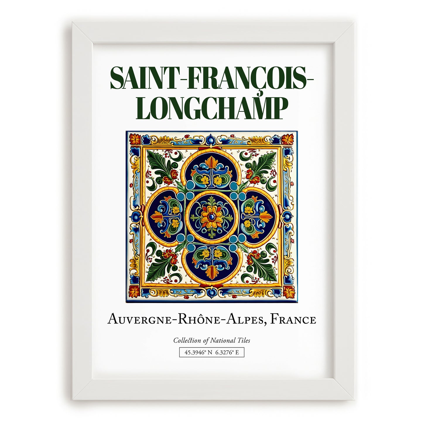 Saint-François-Longchamp, France – Travel Wall Art, placed in minimal white frame