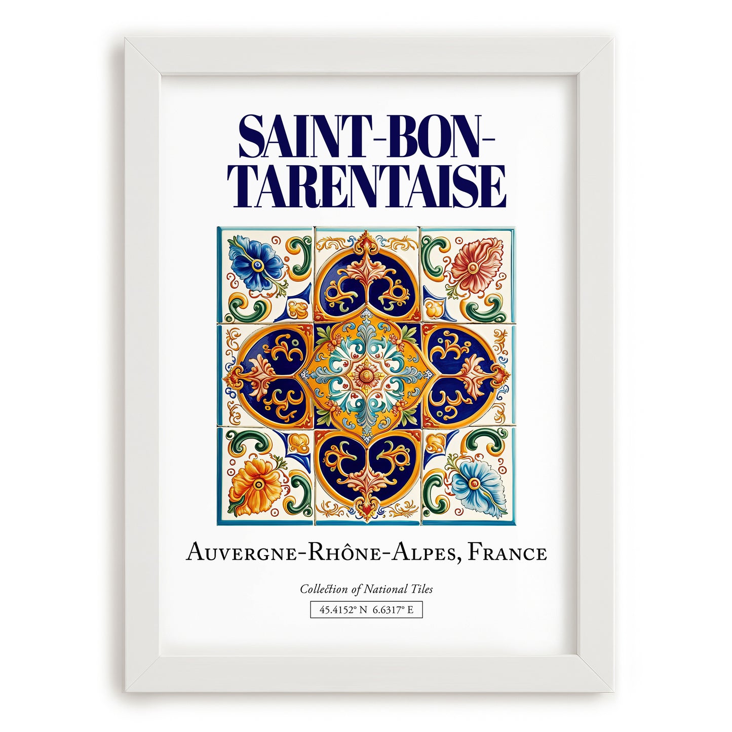 Saint-Bon-Tarentaise, France – Global Cities Wall Print, placed in minimal white frame