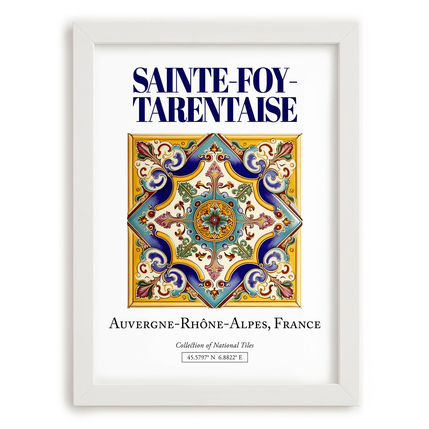 Sainte-Foy-Tarentaise, France – National Pride Wall Decor, placed in minimal white frame