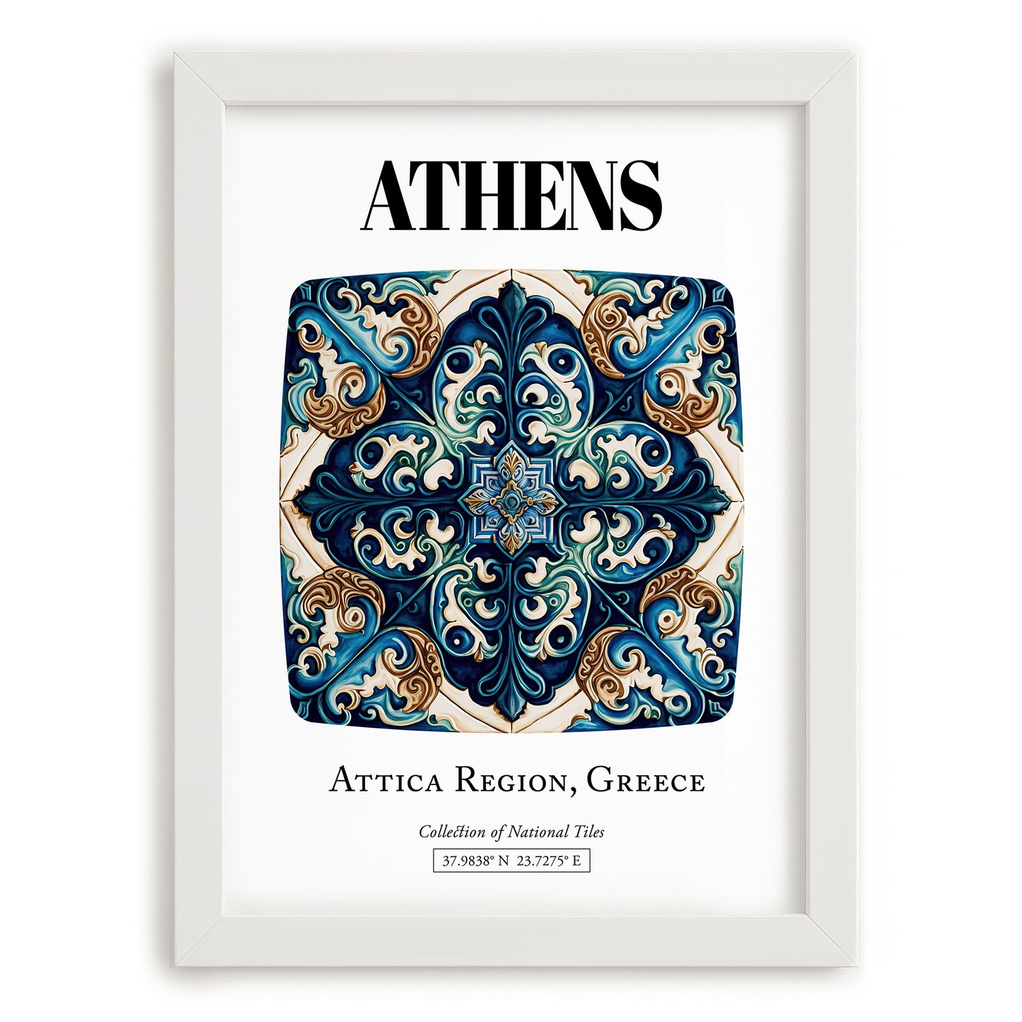 Athens, Greece – Wanderlust-Inspired Poster, placed in minimal white frame
