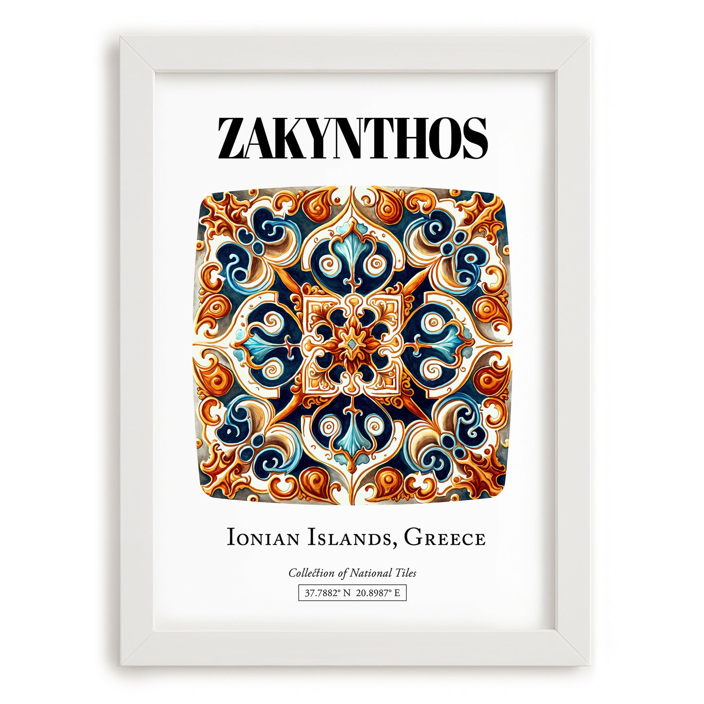 Zakynthos, Greece – Travel Wall Art, placed in minimal white frame