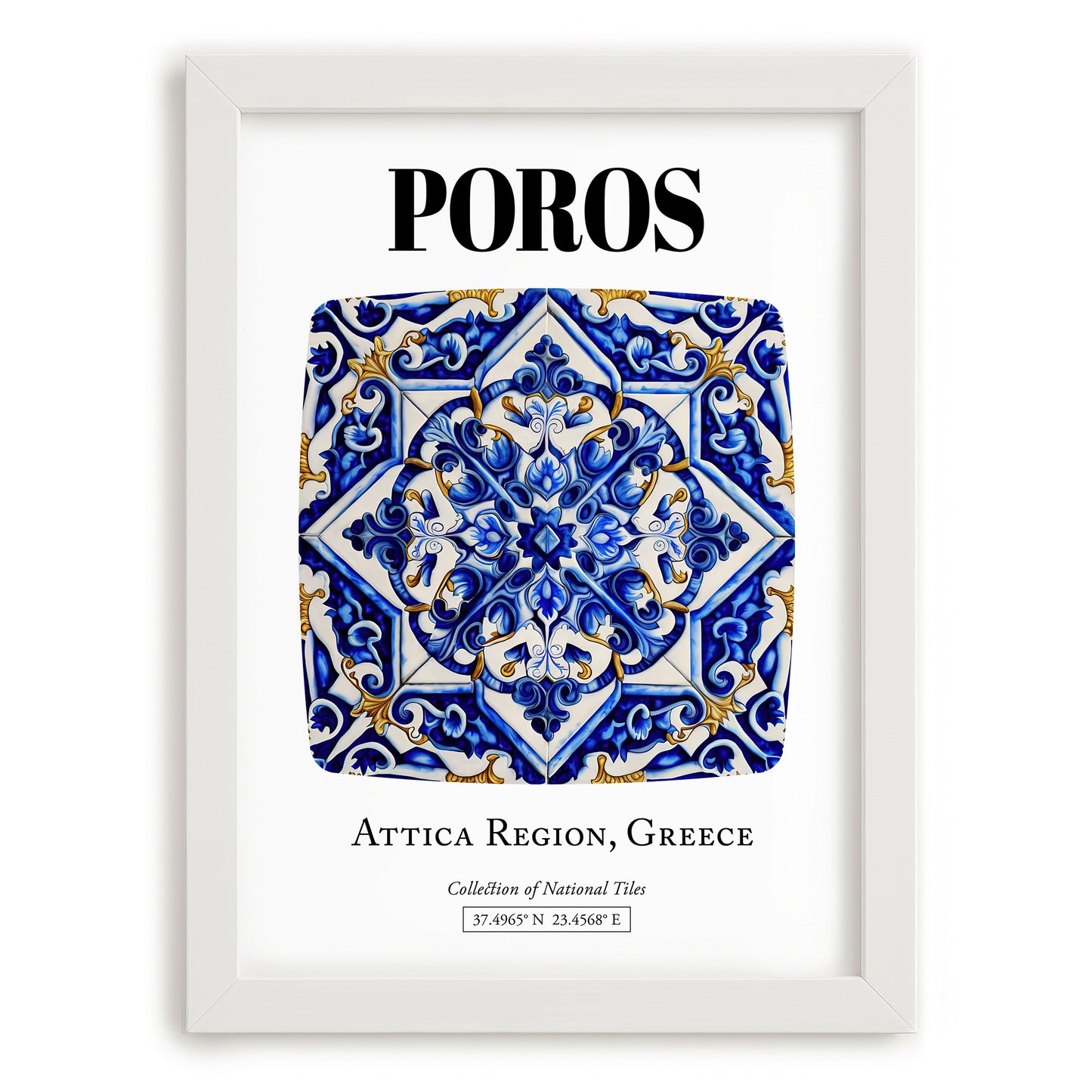 Poros, Greece – Travel Print, placed in minimal white frame