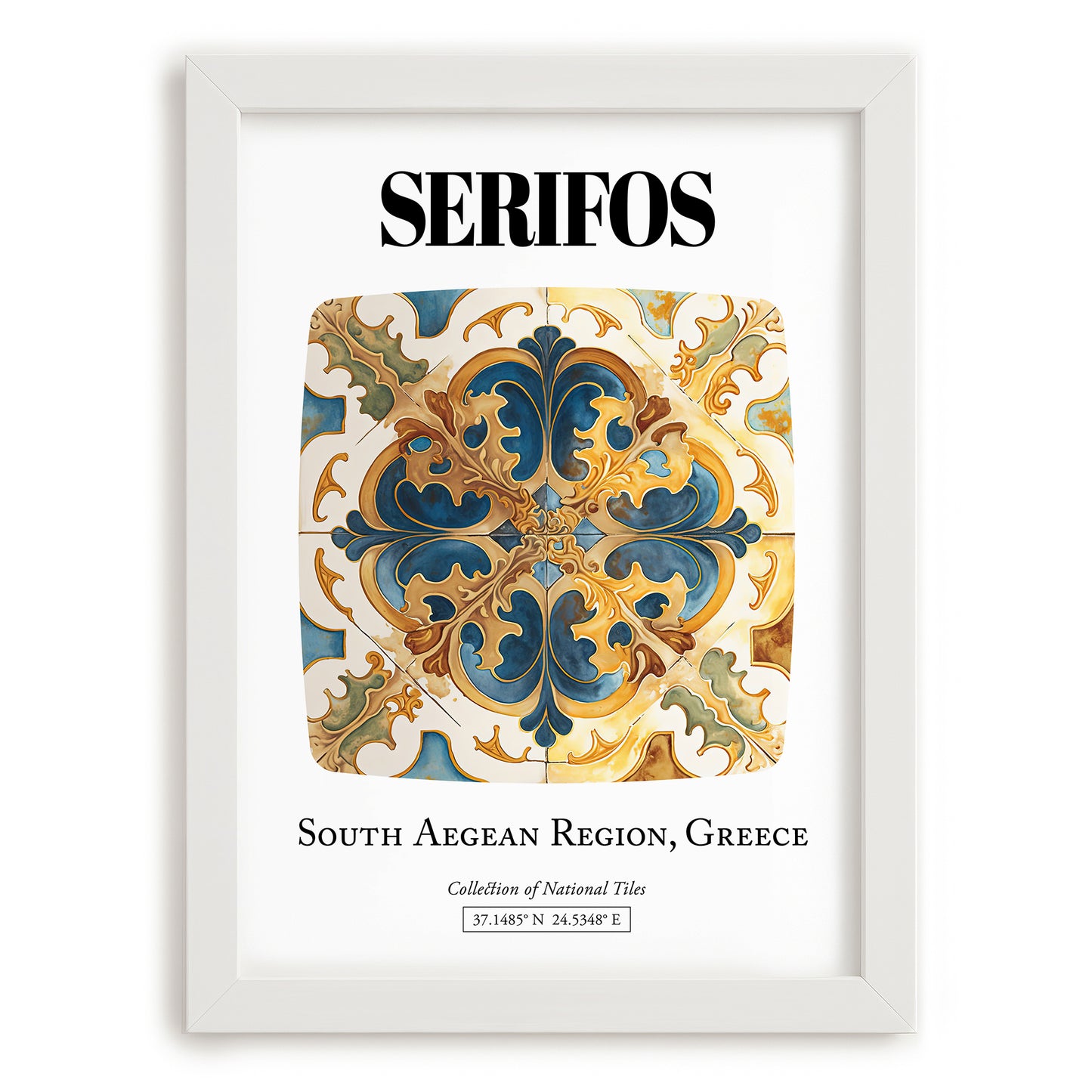 Serifos, Greece – Travel Print, placed in minimal white frame