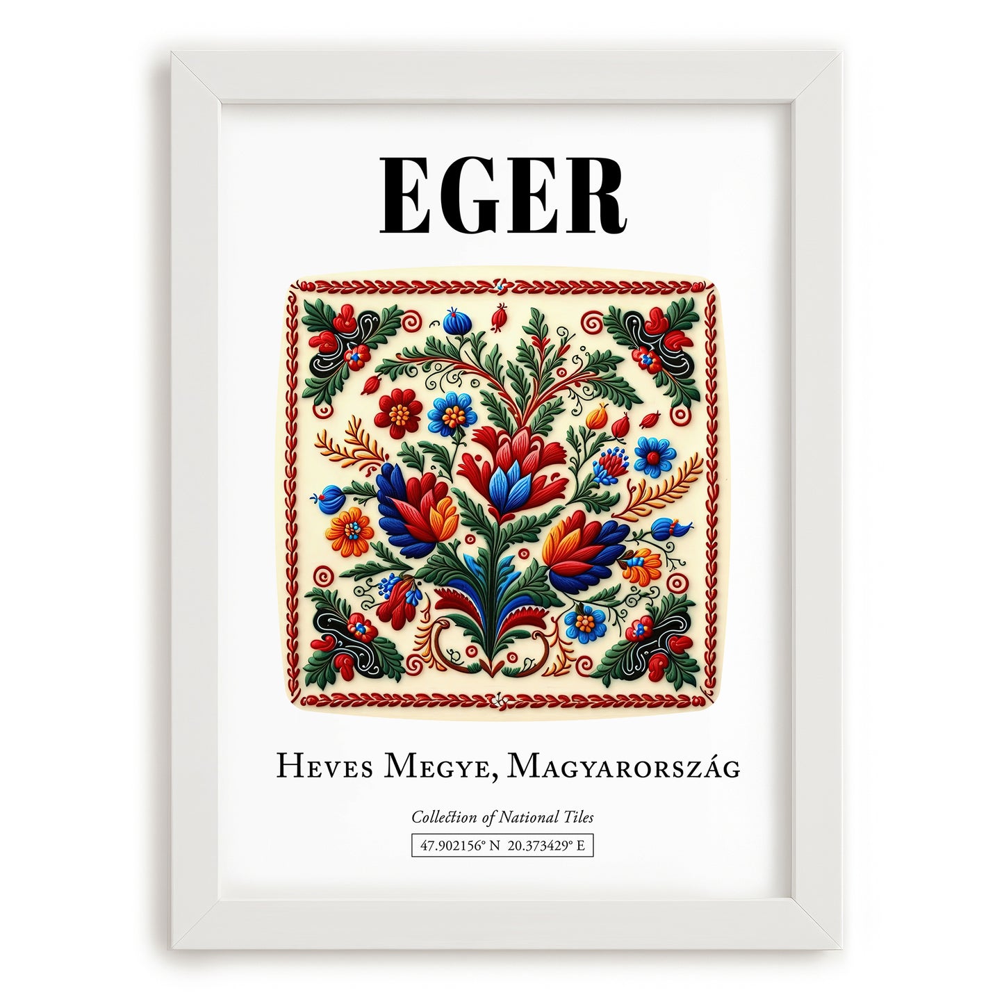 Eger, Hungary – Travel Print, placed in minimal white frame