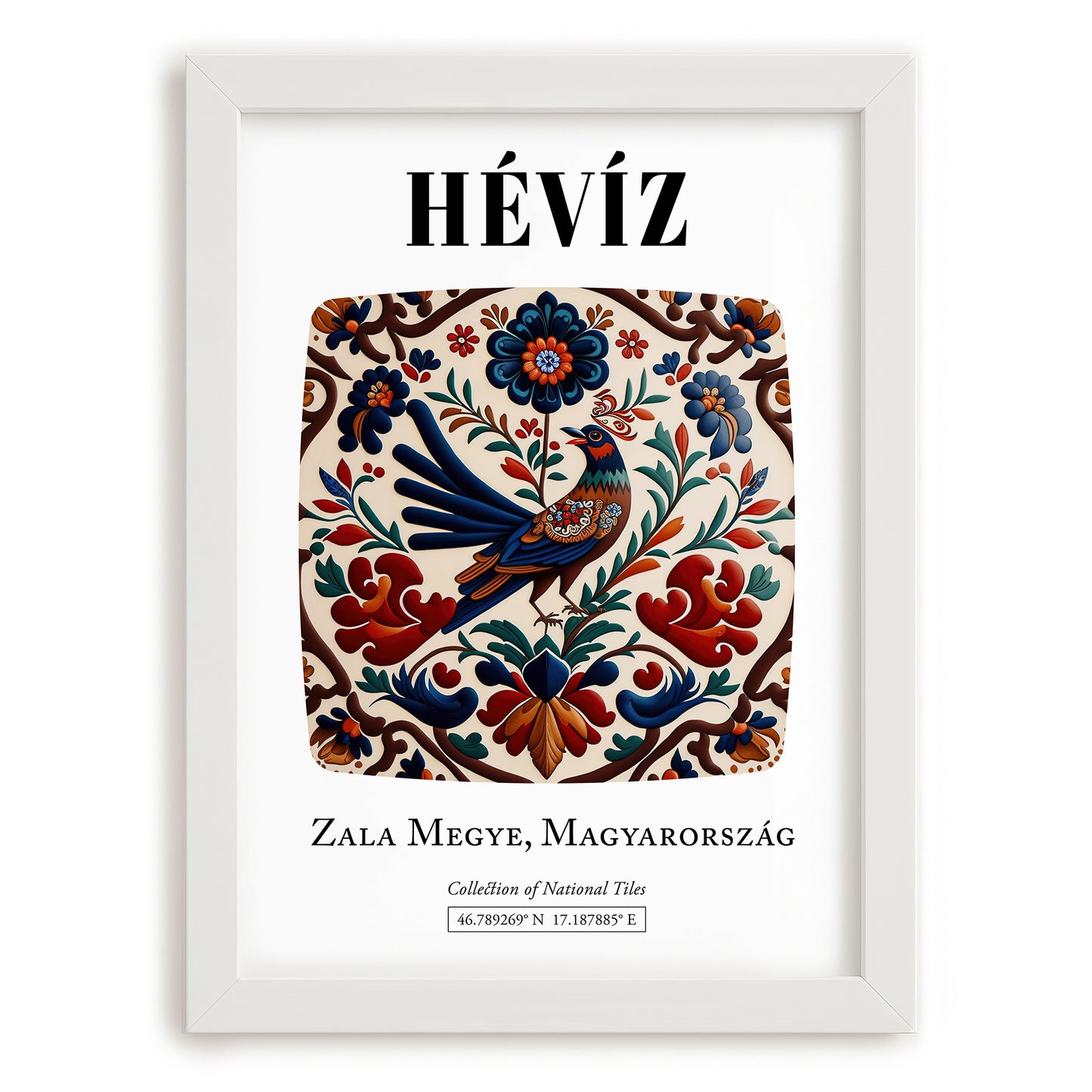Hévíz, Hungary – Global Cities Wall Print, placed in minimal white frame