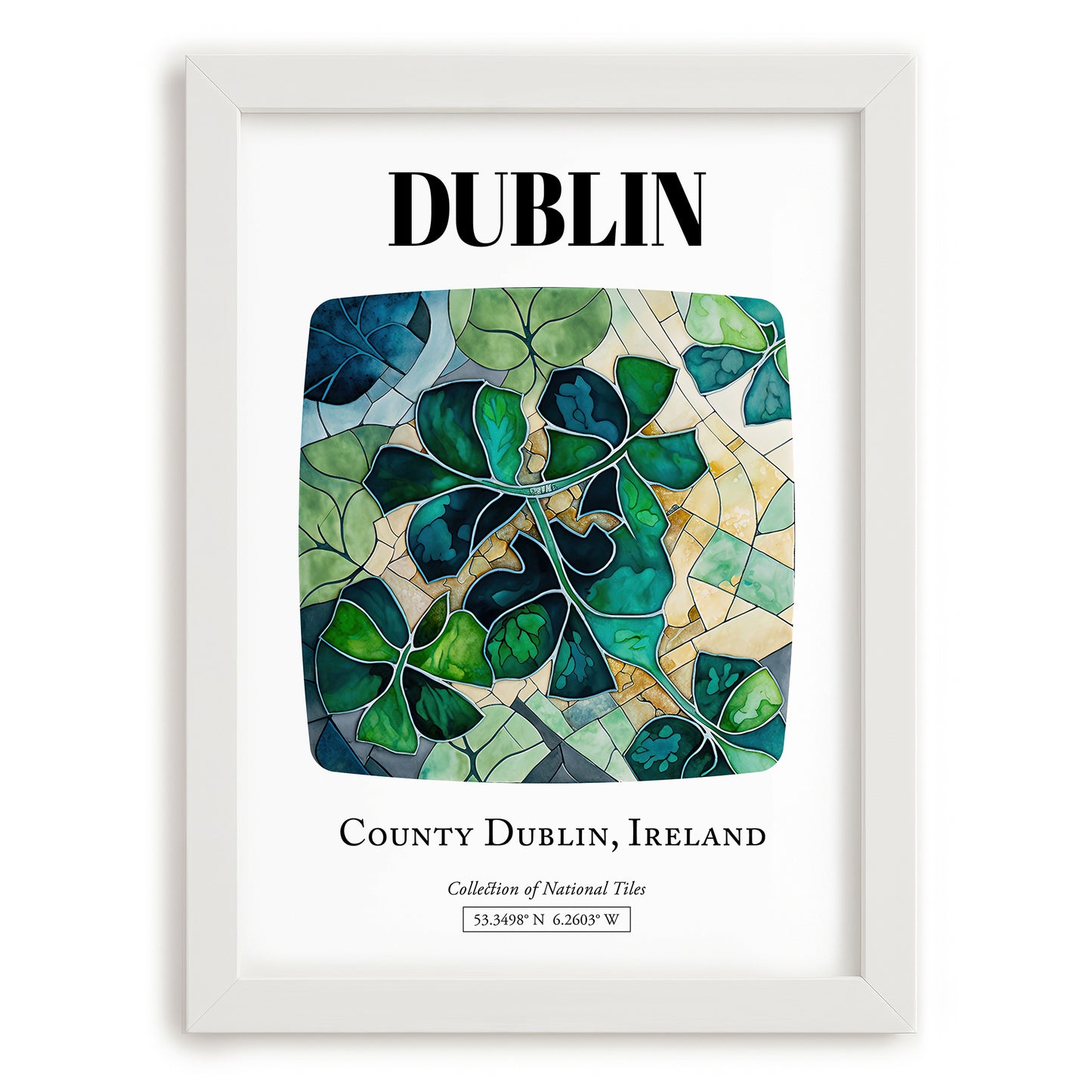 Dublin, Ireland – National Pride Wall Decor, placed in minimal white frame