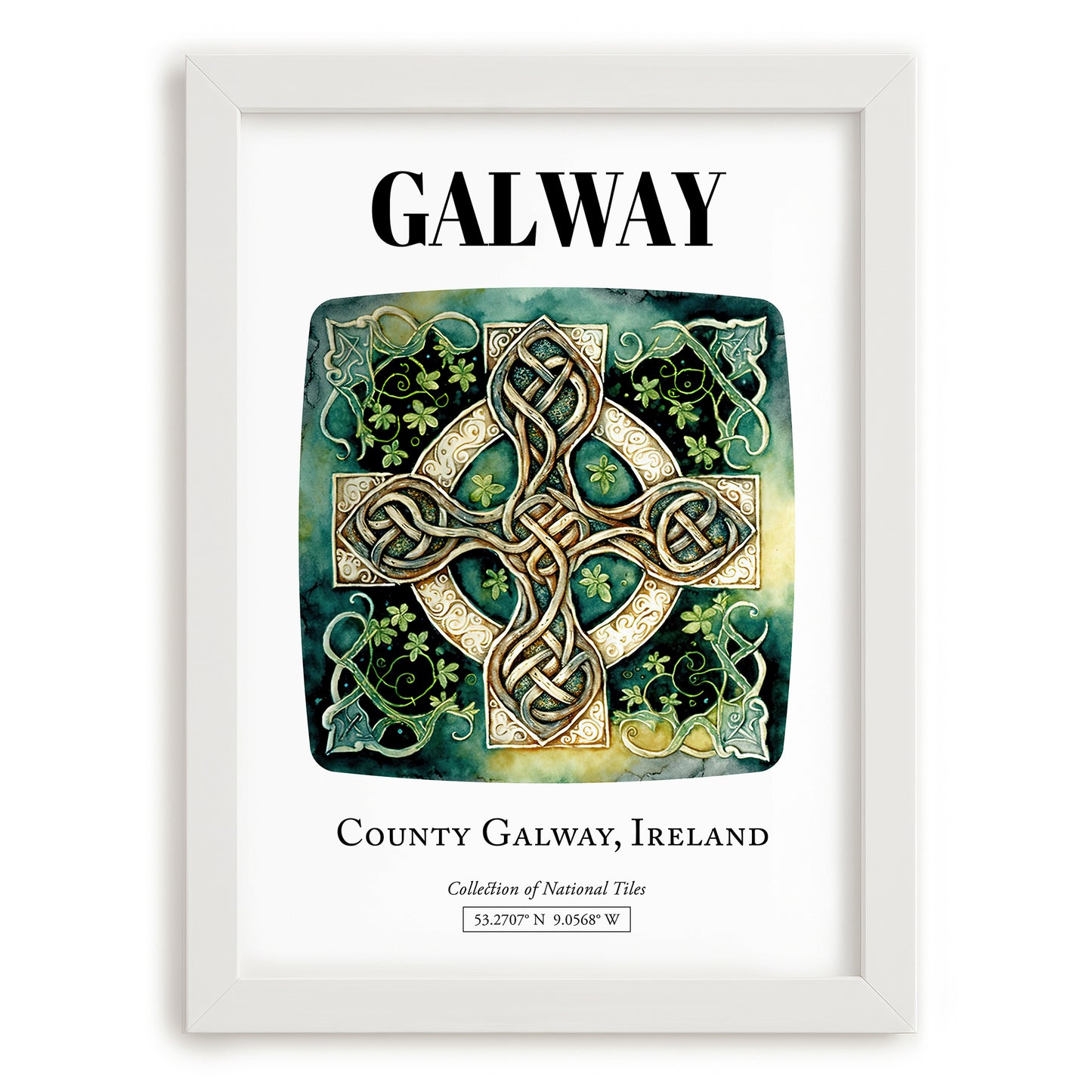 Galway, Ireland – Vintage Travel Poster, placed in minimal white frame