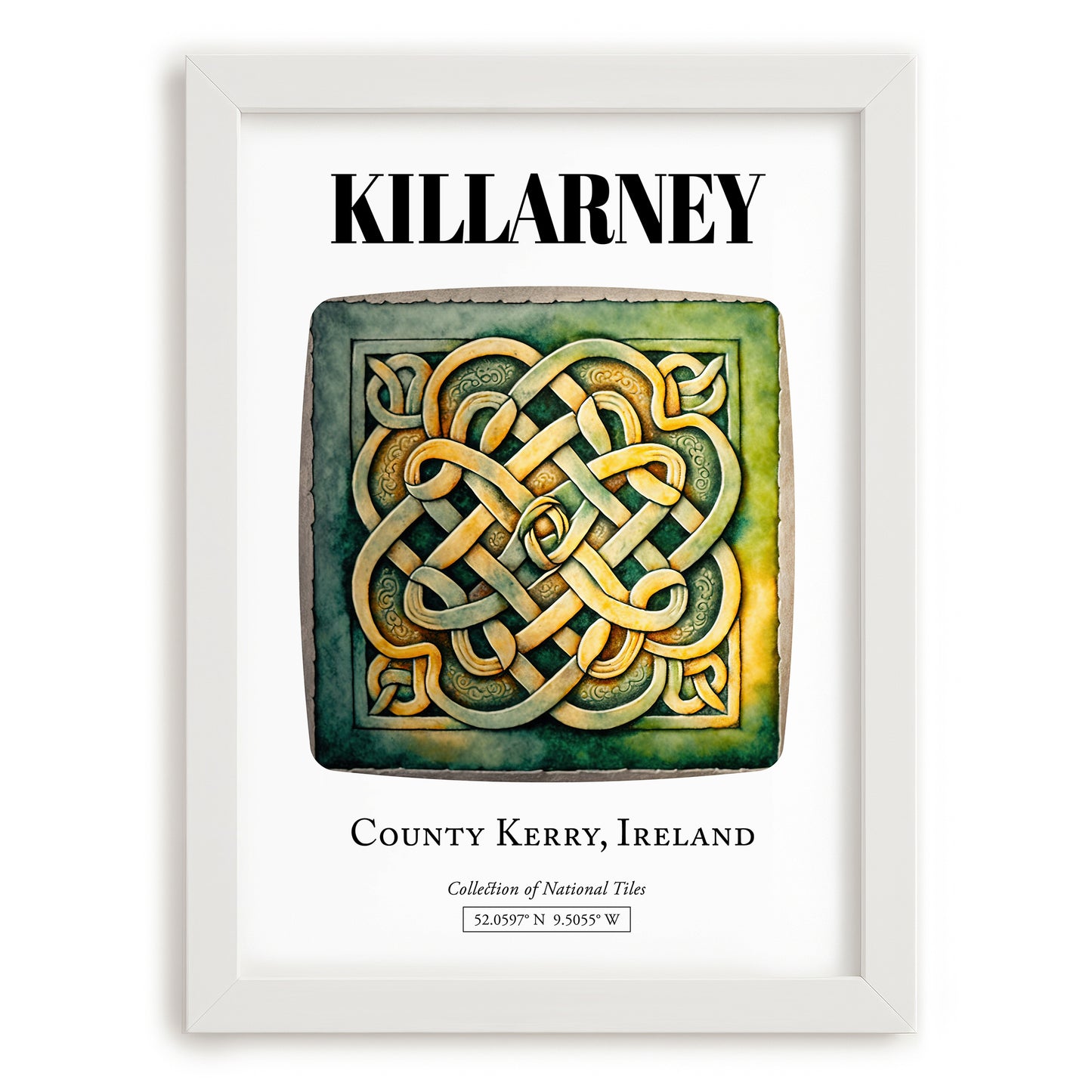 Killarney, Ireland – Illustrated Travel Poster, placed in minimal white frame