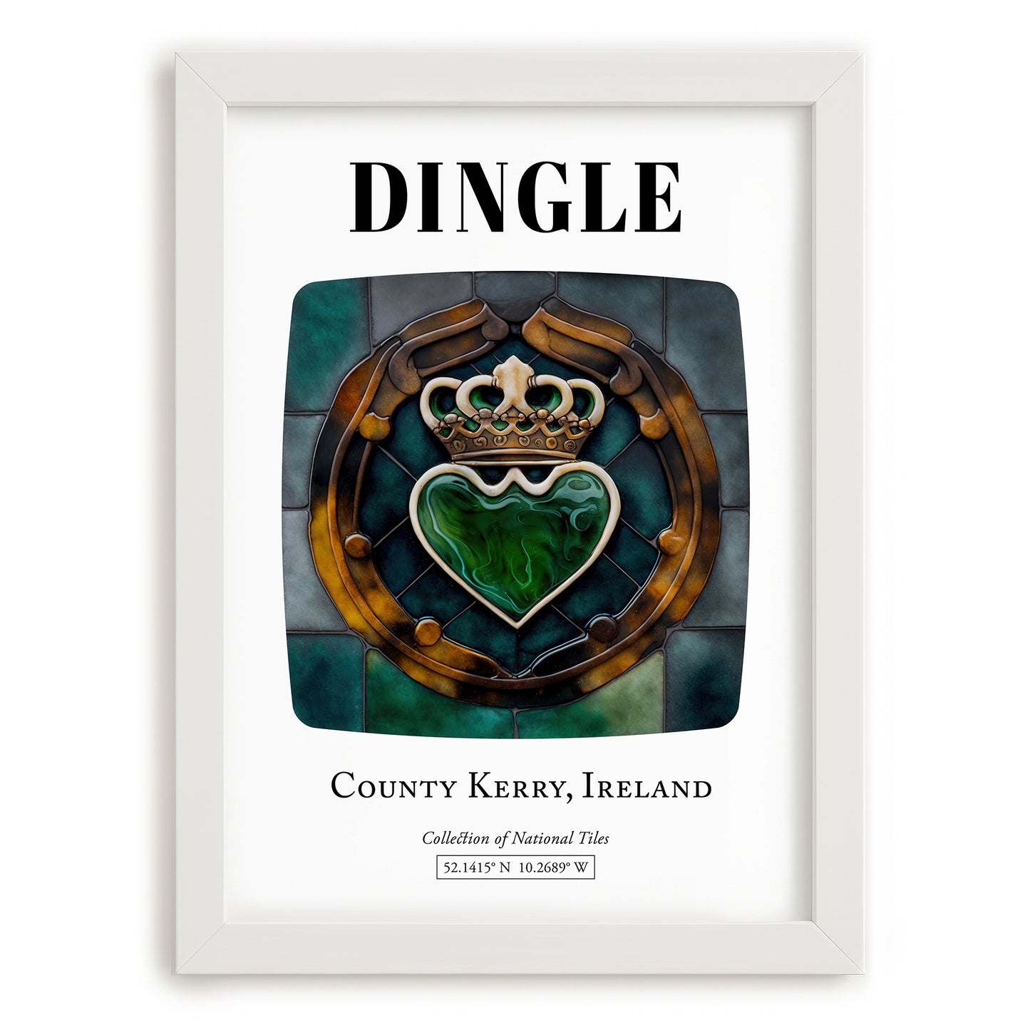 Dingle, Ireland – Historic Cities Art Print, placed in minimal white frame