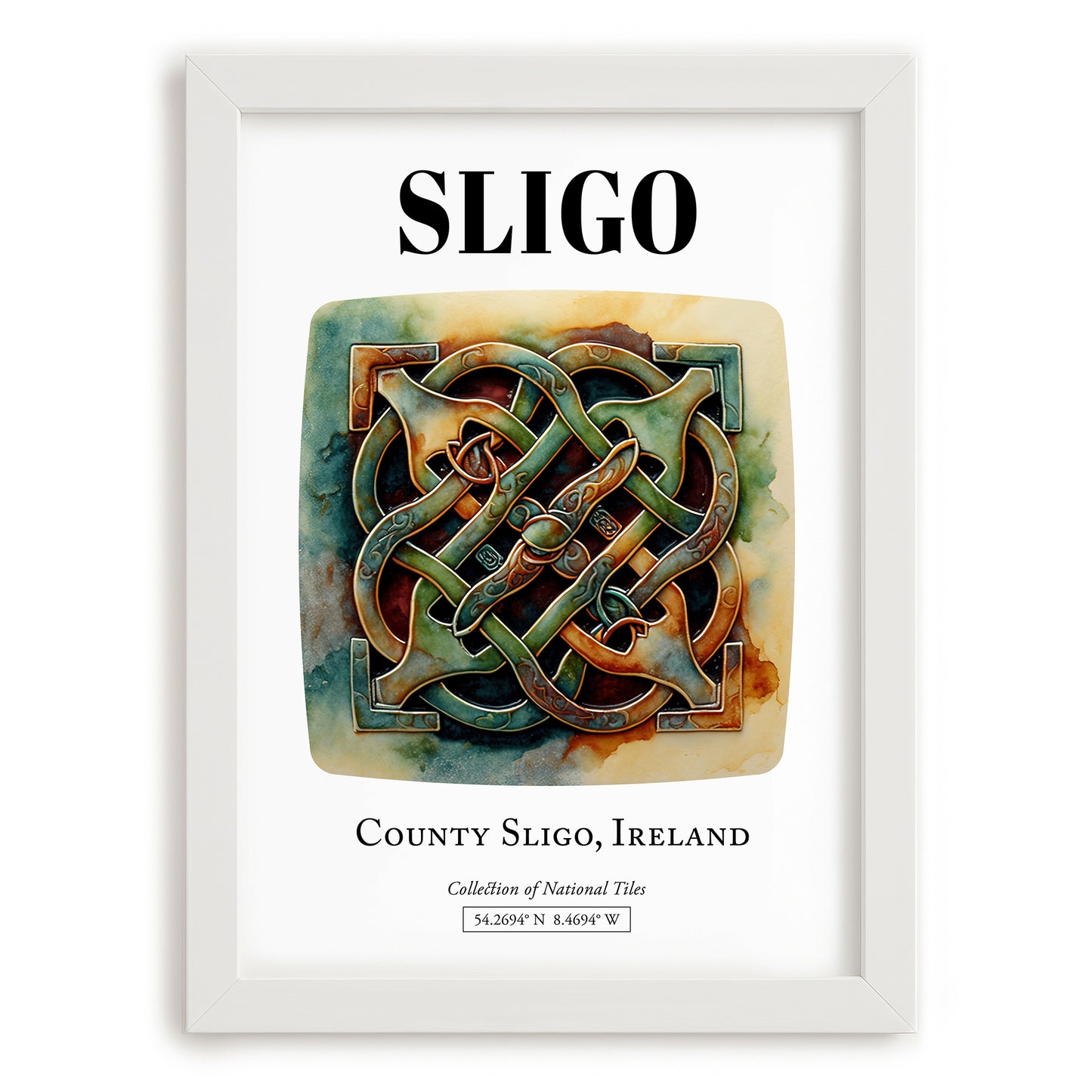 Sligo, Ireland – World Heritage Travel Poster, placed in minimal white frame