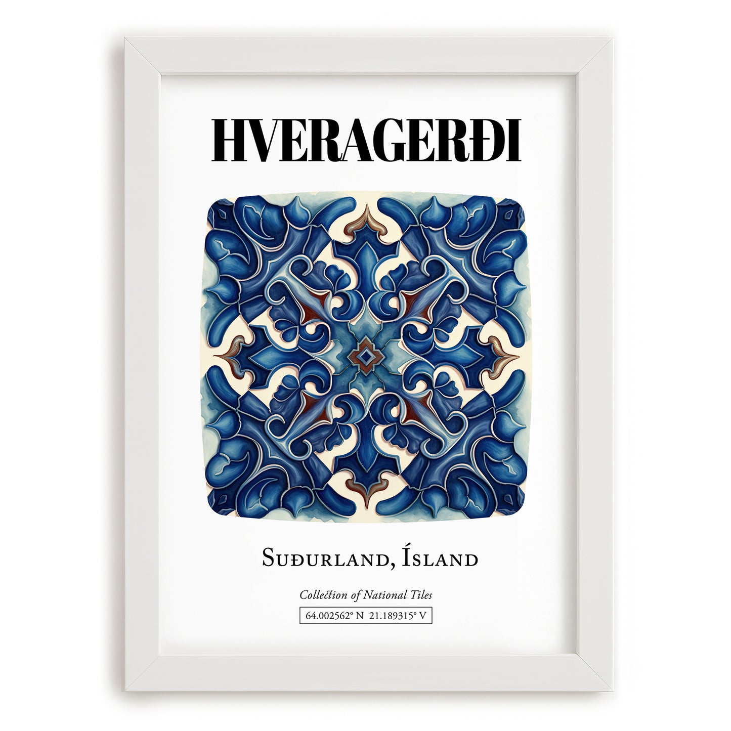 Hveragerði, Iceland – Travel Print, placed in minimal white frame