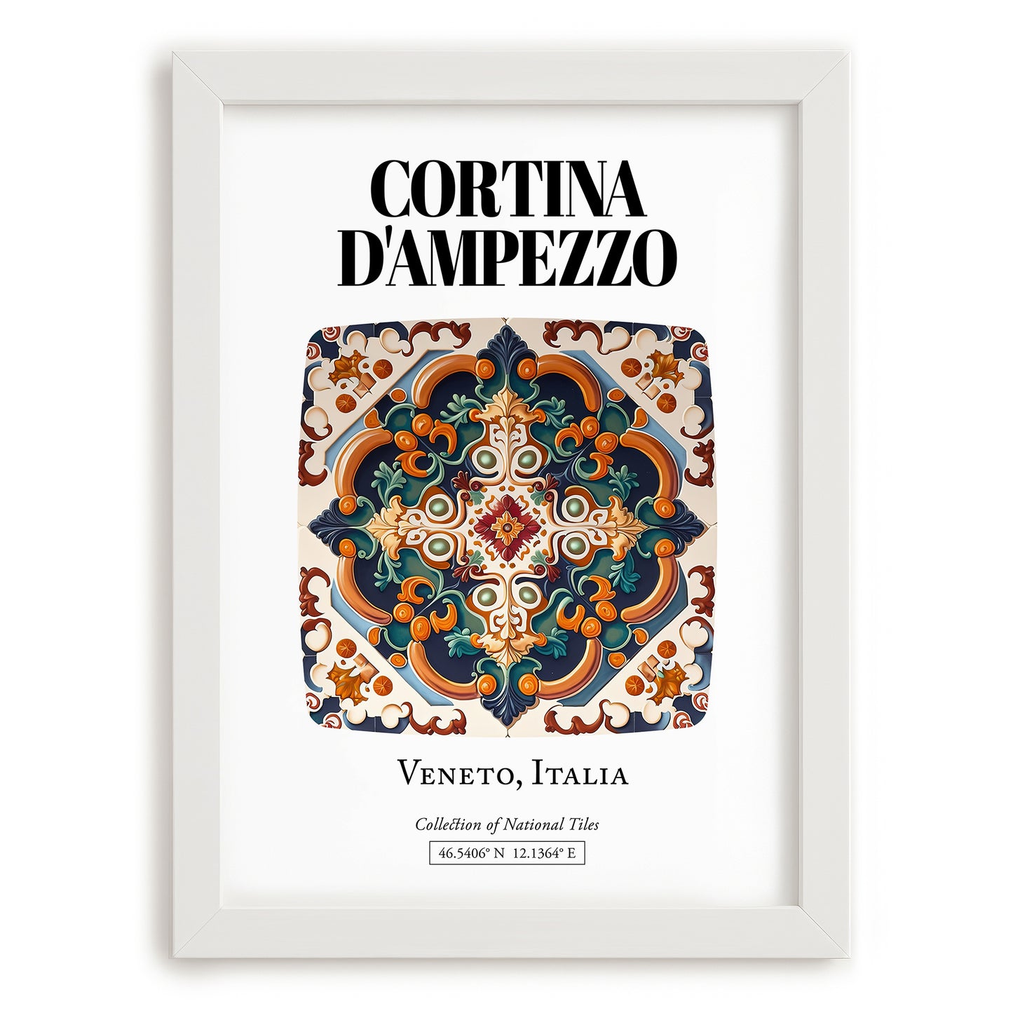 Cortina D'ampezzo, Italy – Country Culture Poster, placed in minimal white frame