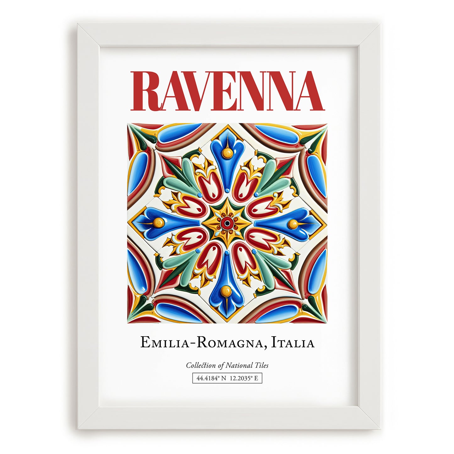 Ravenna, Italy – Tourist Destination Poster, placed in minimal white frame