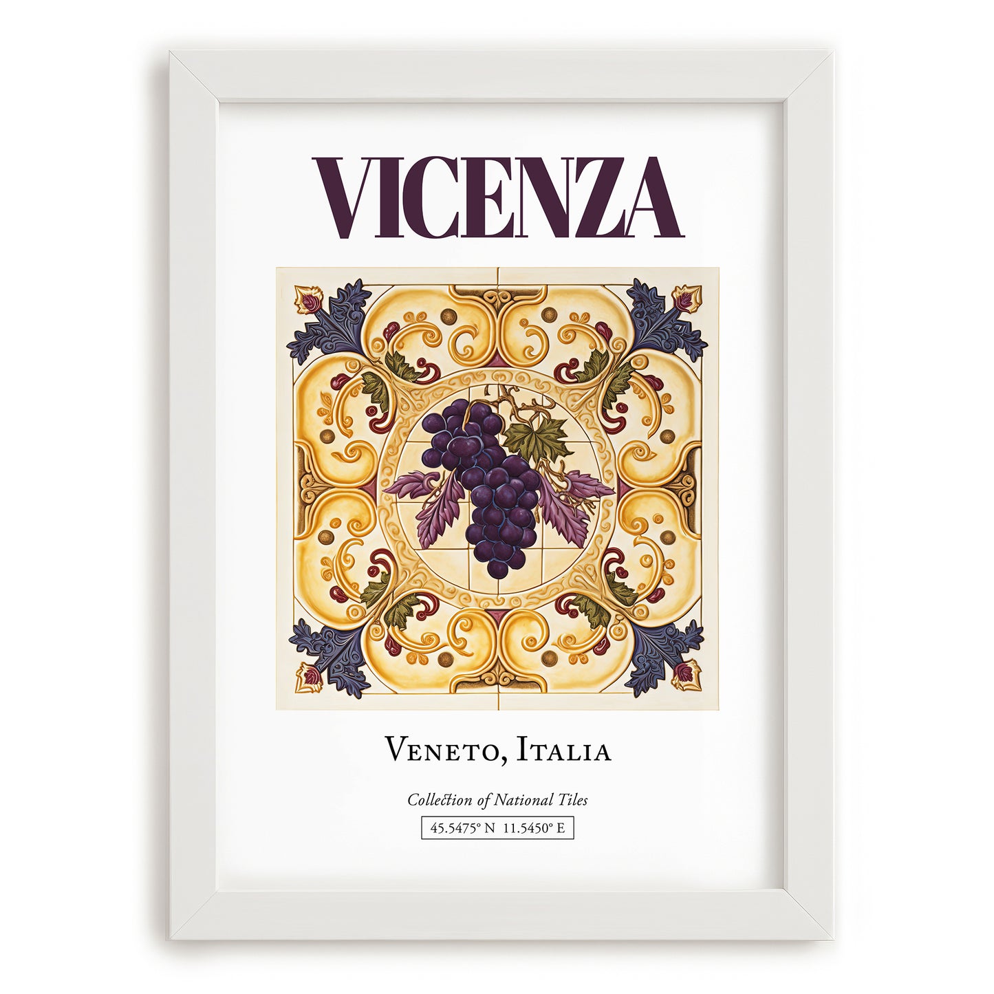 Vicenza, Italy – Travel Wall Decor, placed in minimal white frame