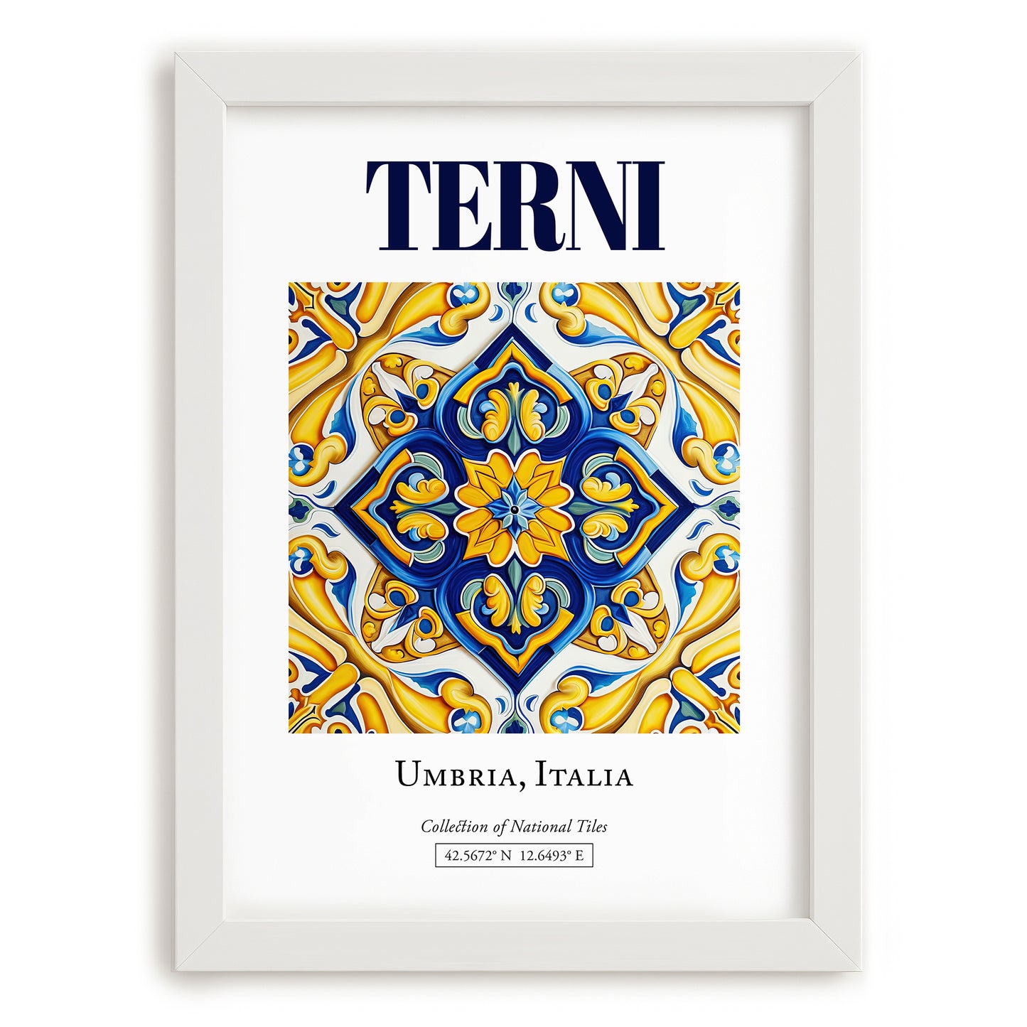 Terni, Italy – Illustrated Travel Poster, placed in minimal white frame