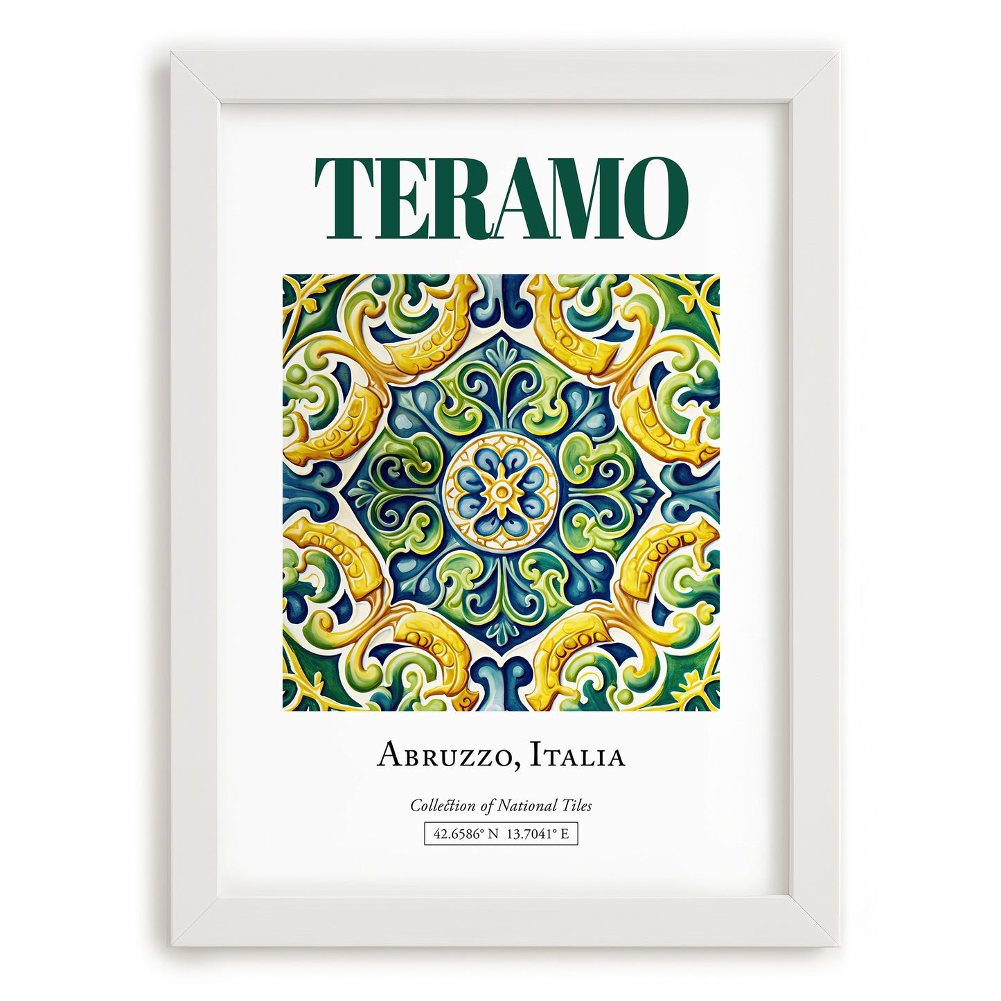 Teramo, Italy – Travel Wall Decor, placed in minimal white frame