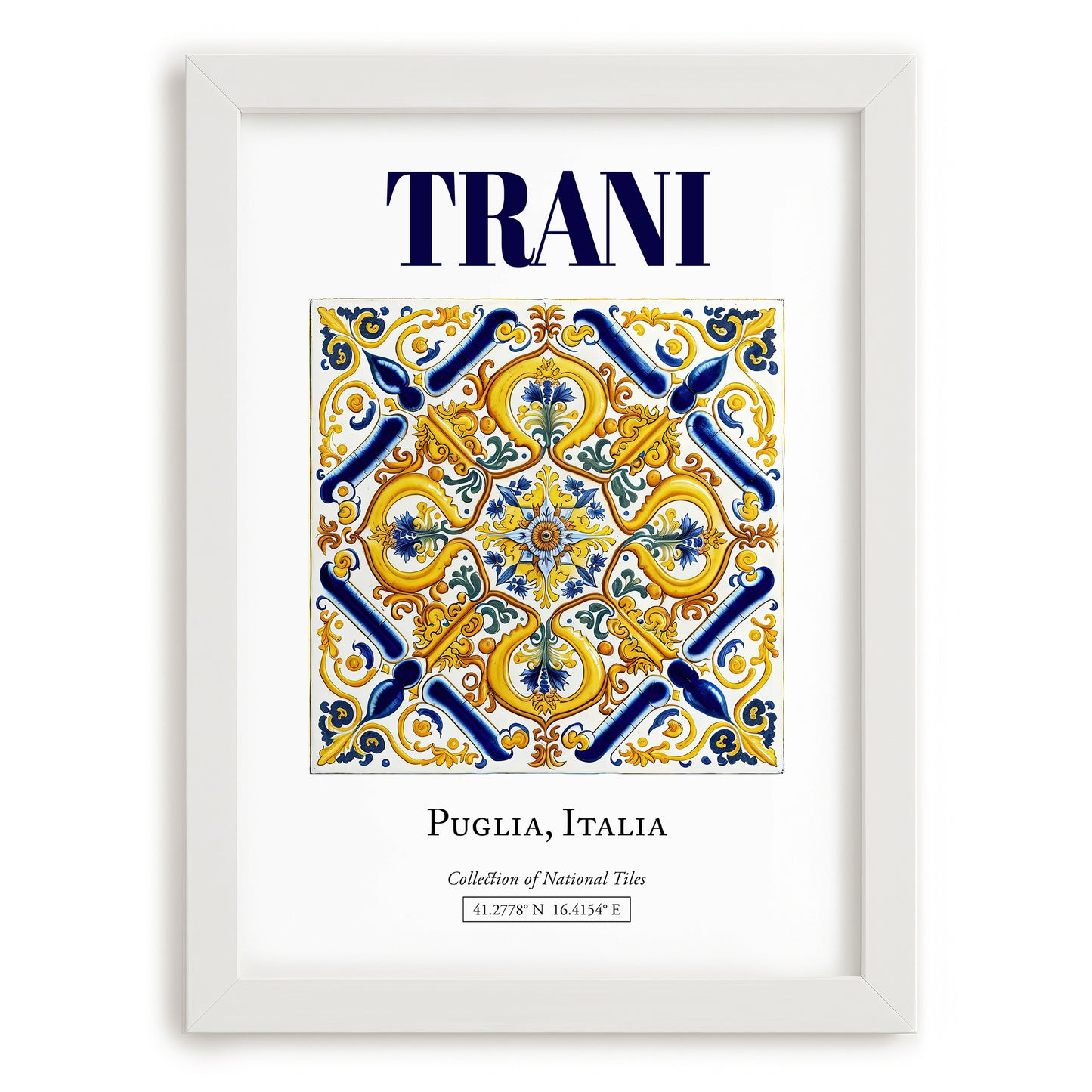 Trani, Italy – Wanderlust Wall Decor, placed in minimal white frame