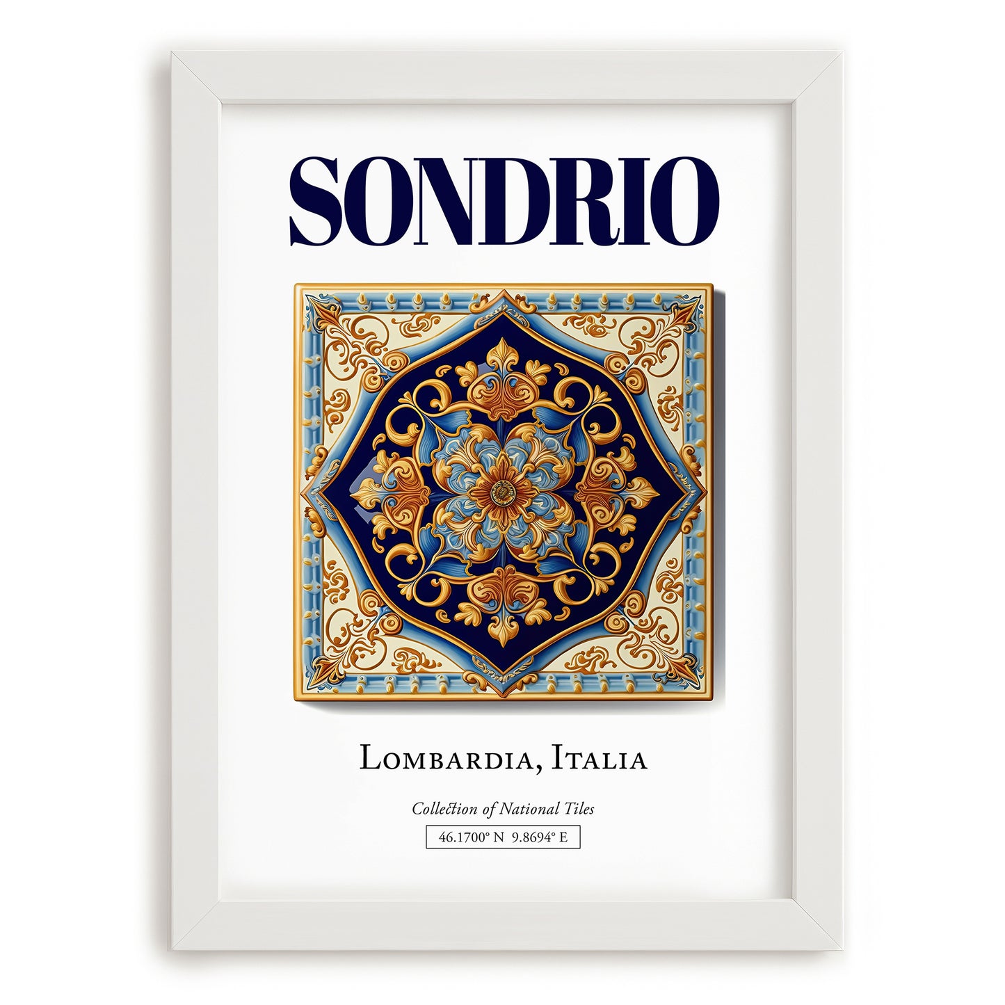Sondrio, Italy – Travel Poster, placed in minimal white frame