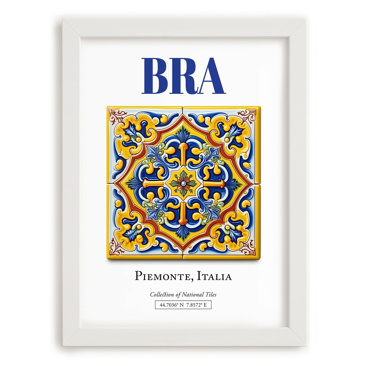 Bra, Italy – Travel Memories Wall Print, placed in minimal white frame