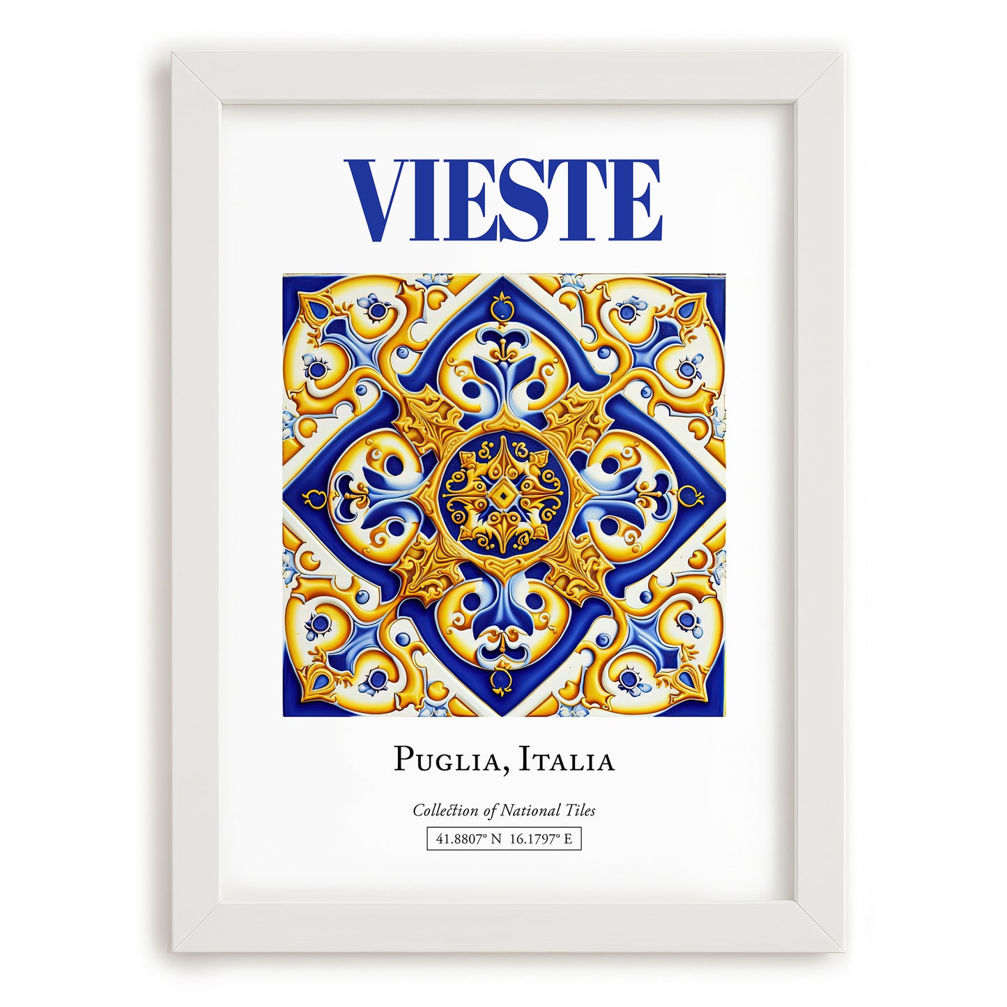 Vieste, Italy – Travel Print, placed in minimal white frame
