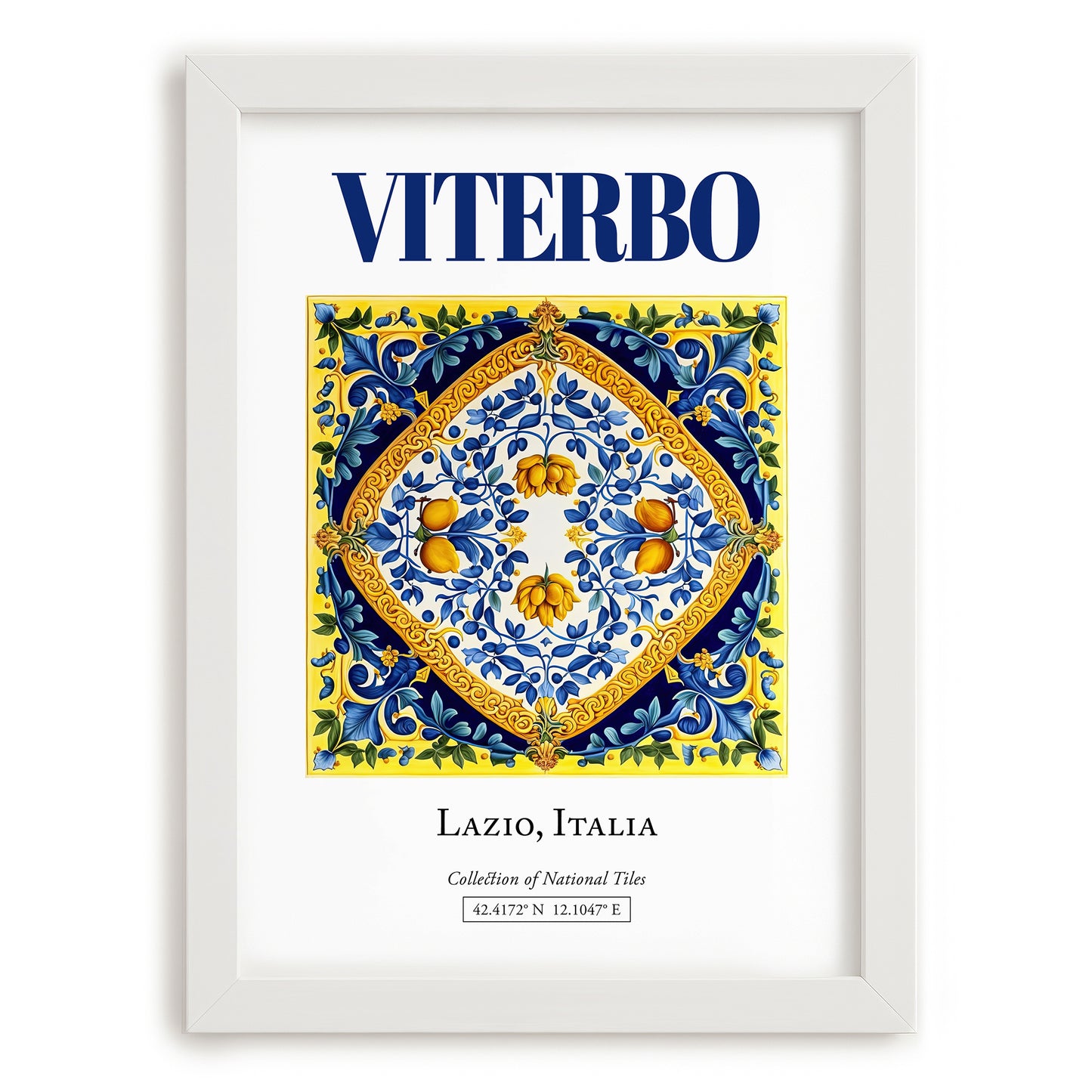 Viterbo, Italy – World Heritage Travel Poster, placed in minimal white frame