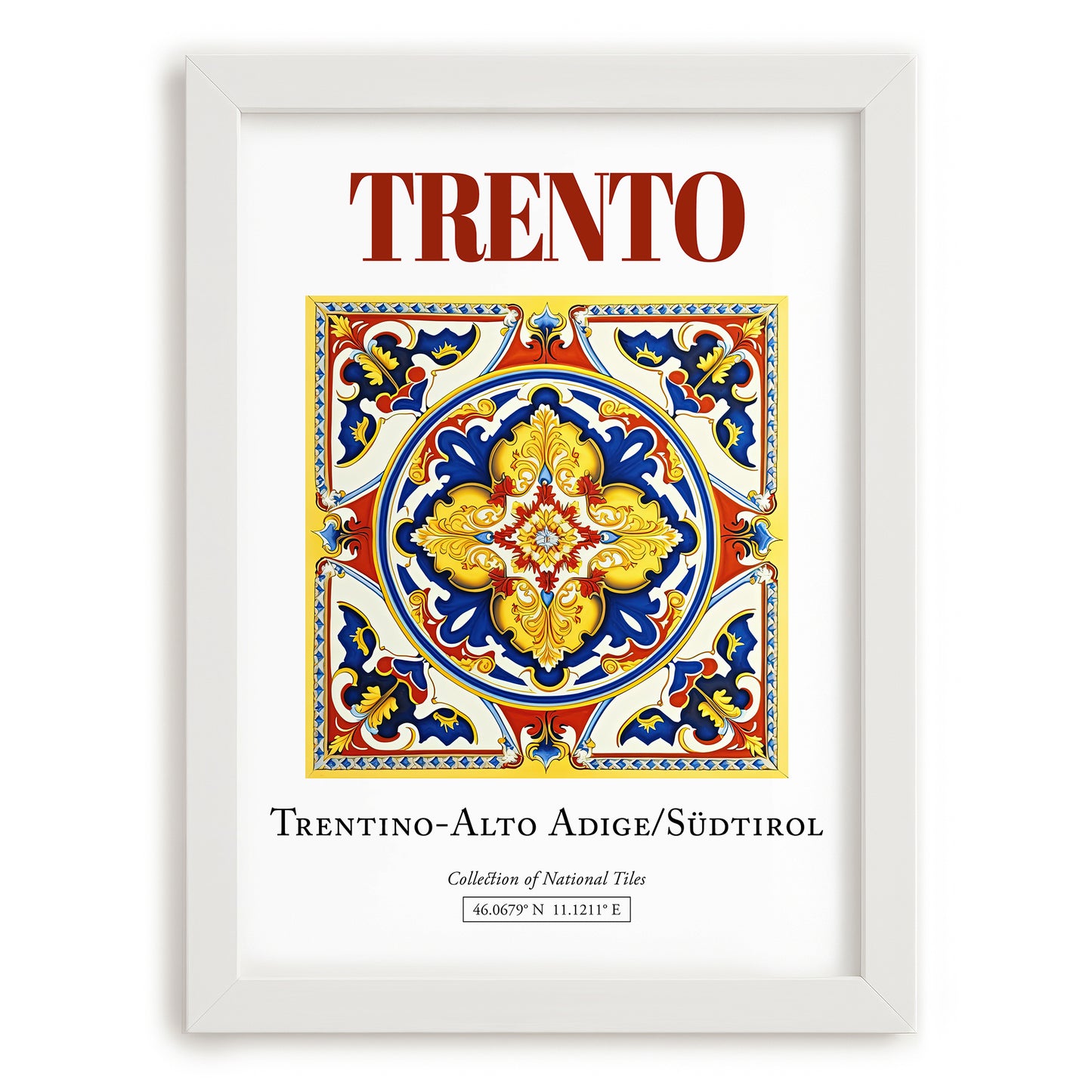 Trento, Italy – Travel Wall Art, placed in minimal white frame