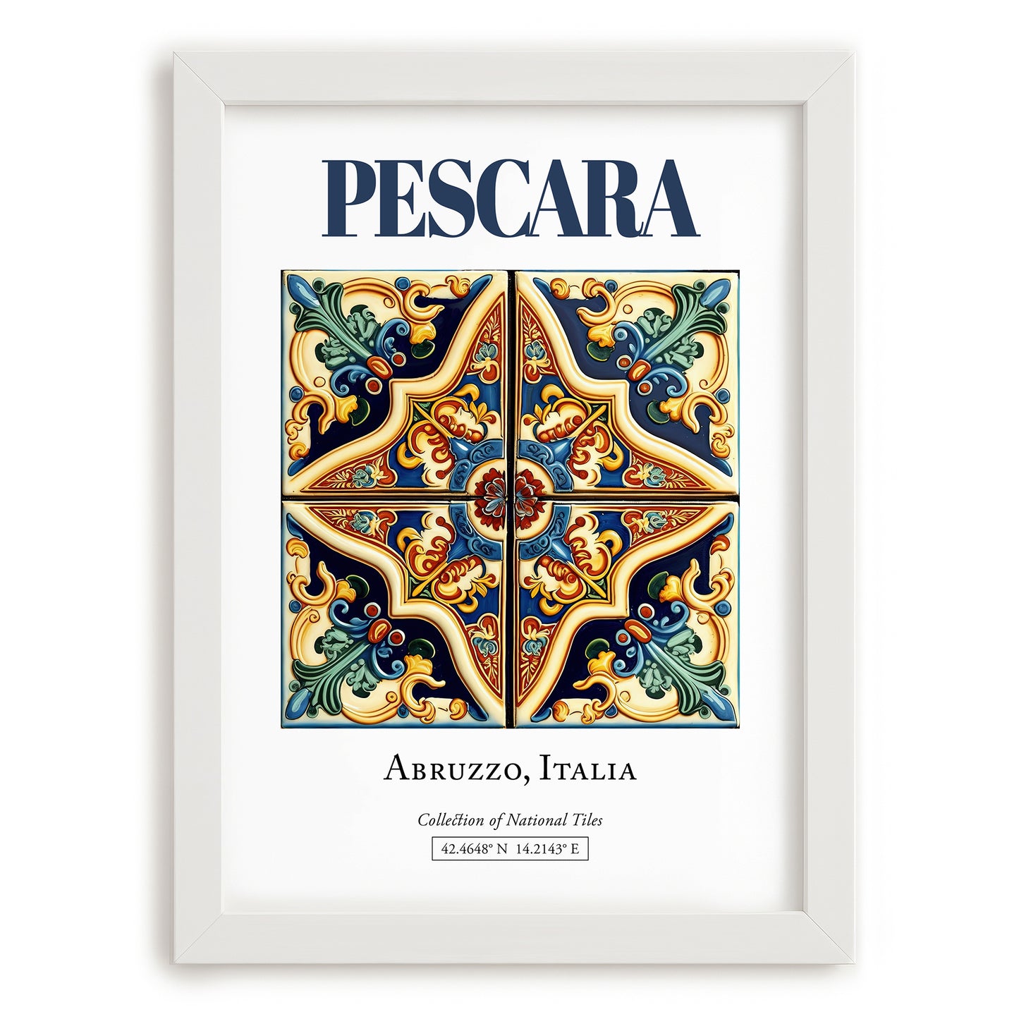 Pescara, Italy – Travel Print, placed in minimal white frame