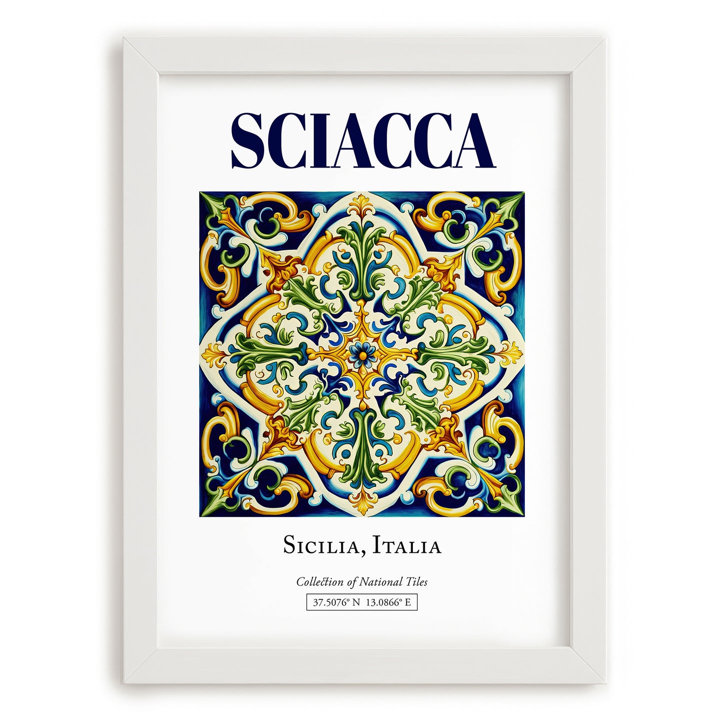 Sciacca, Italy – Minimalist Travel Print, placed in minimal white frame