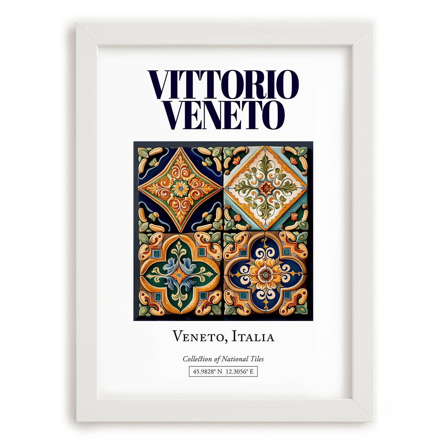 Vittorio Veneto, Italy – Travel Poster, placed in minimal white frame
