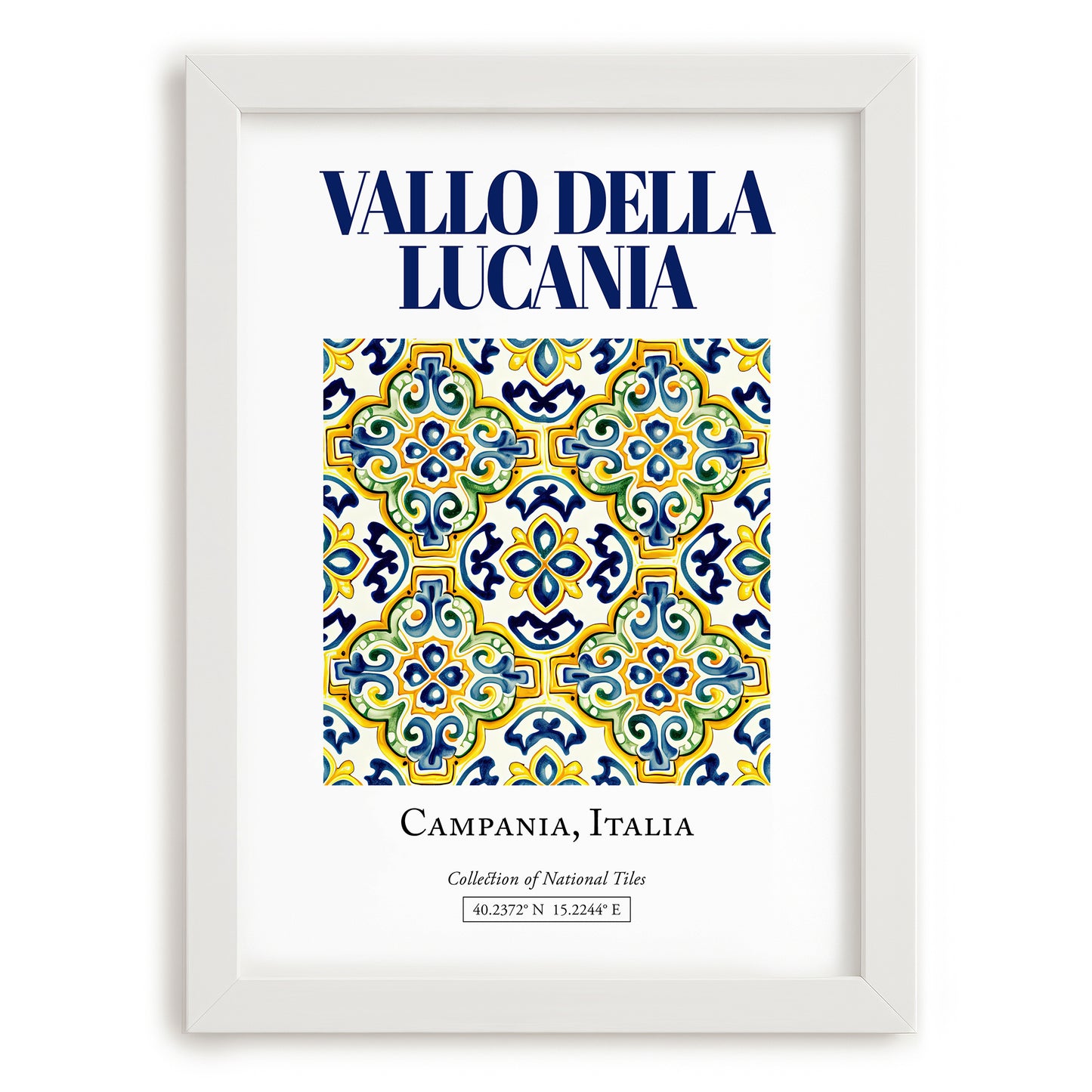 Vallo della Lucania, Italy – Travel Poster, placed in minimal white frame