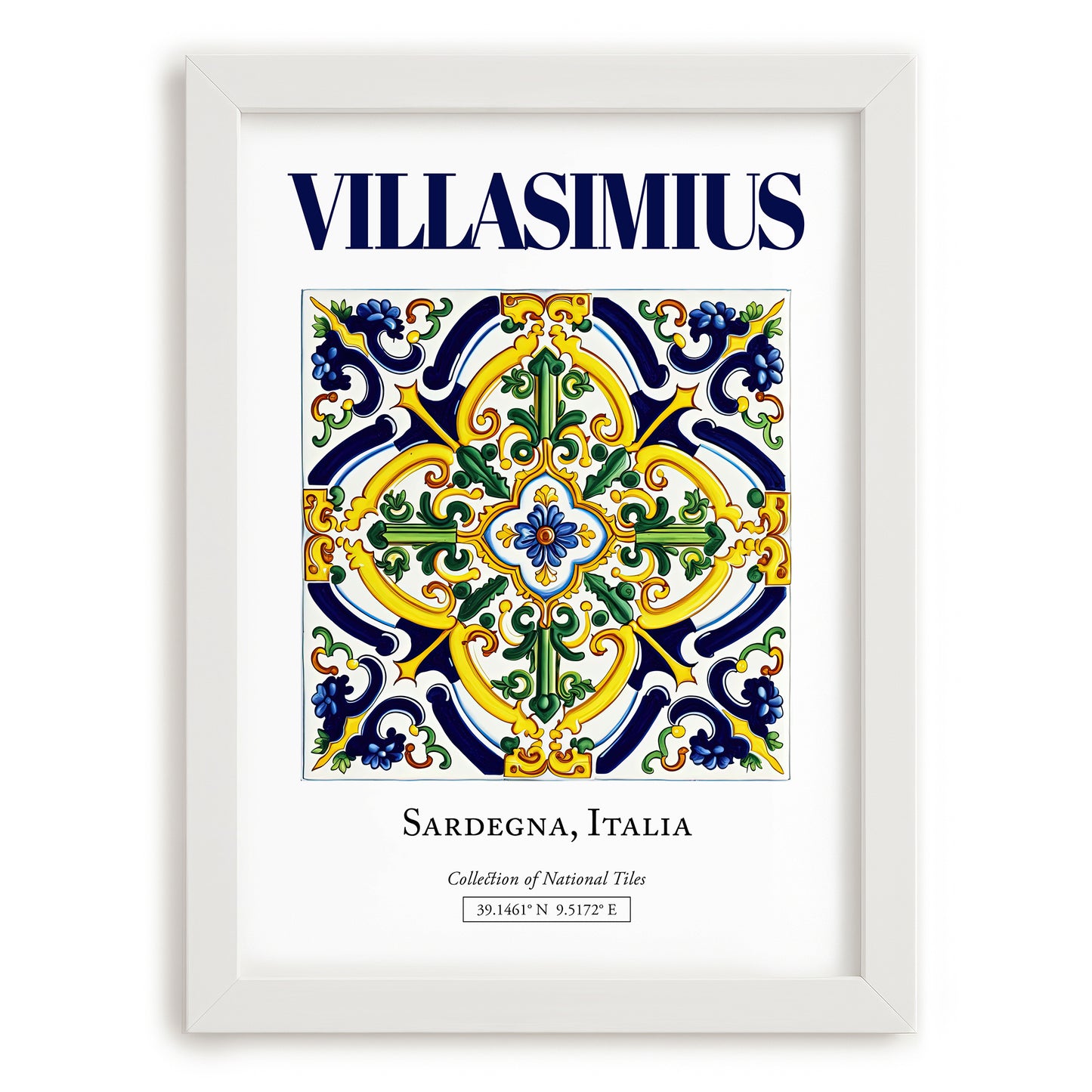 Villasimius, Italy – World Travel Art, placed in minimal white frame